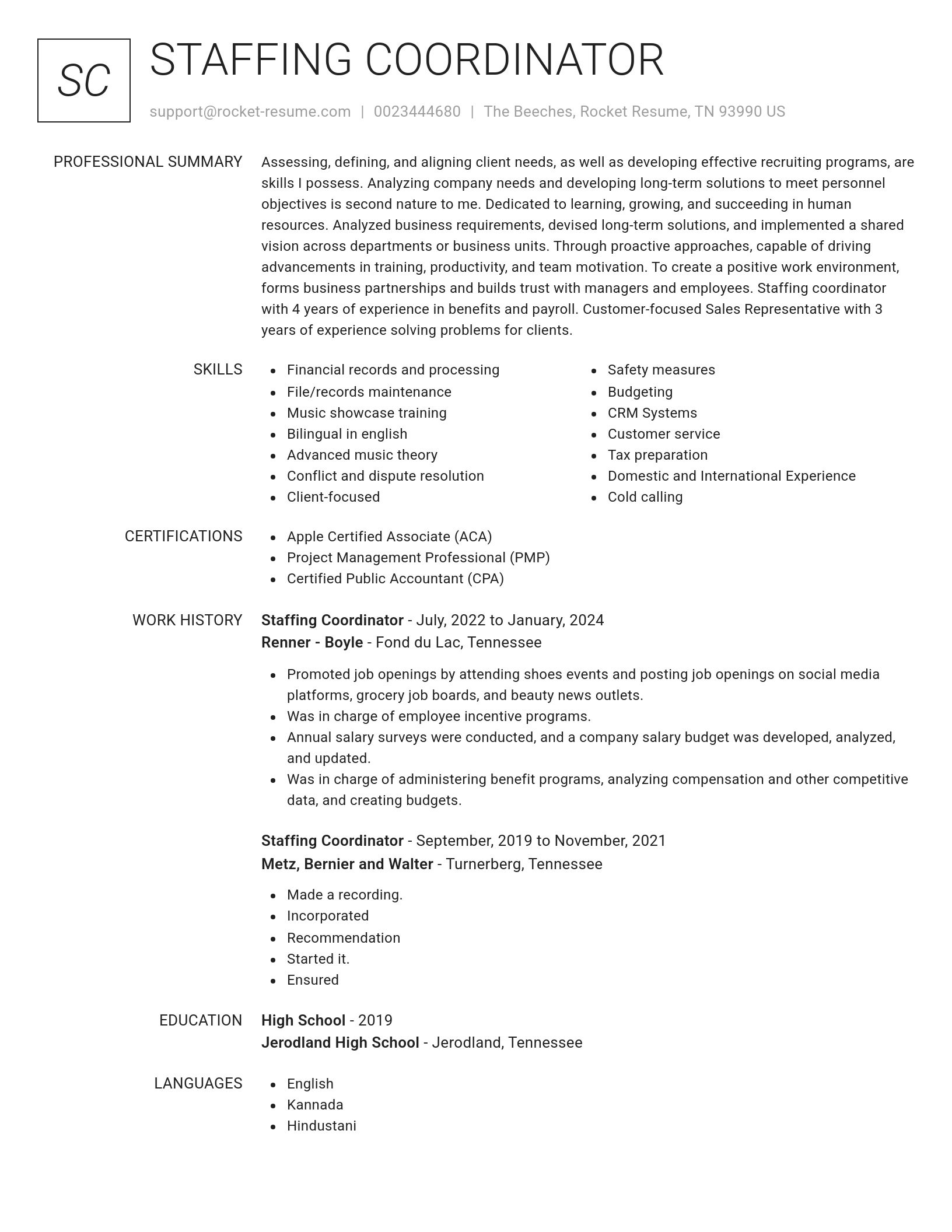 Renowned resume template