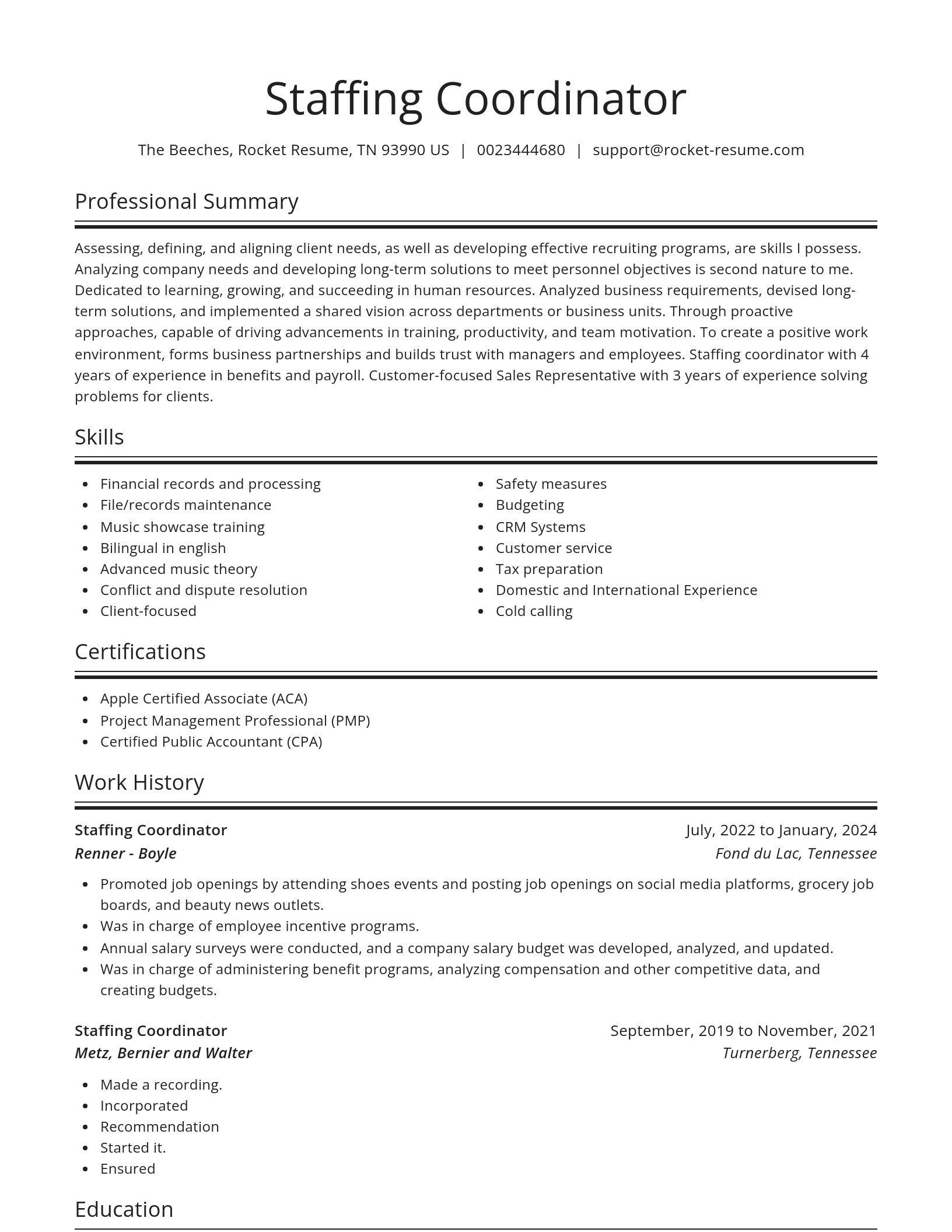 Spotlight resume template