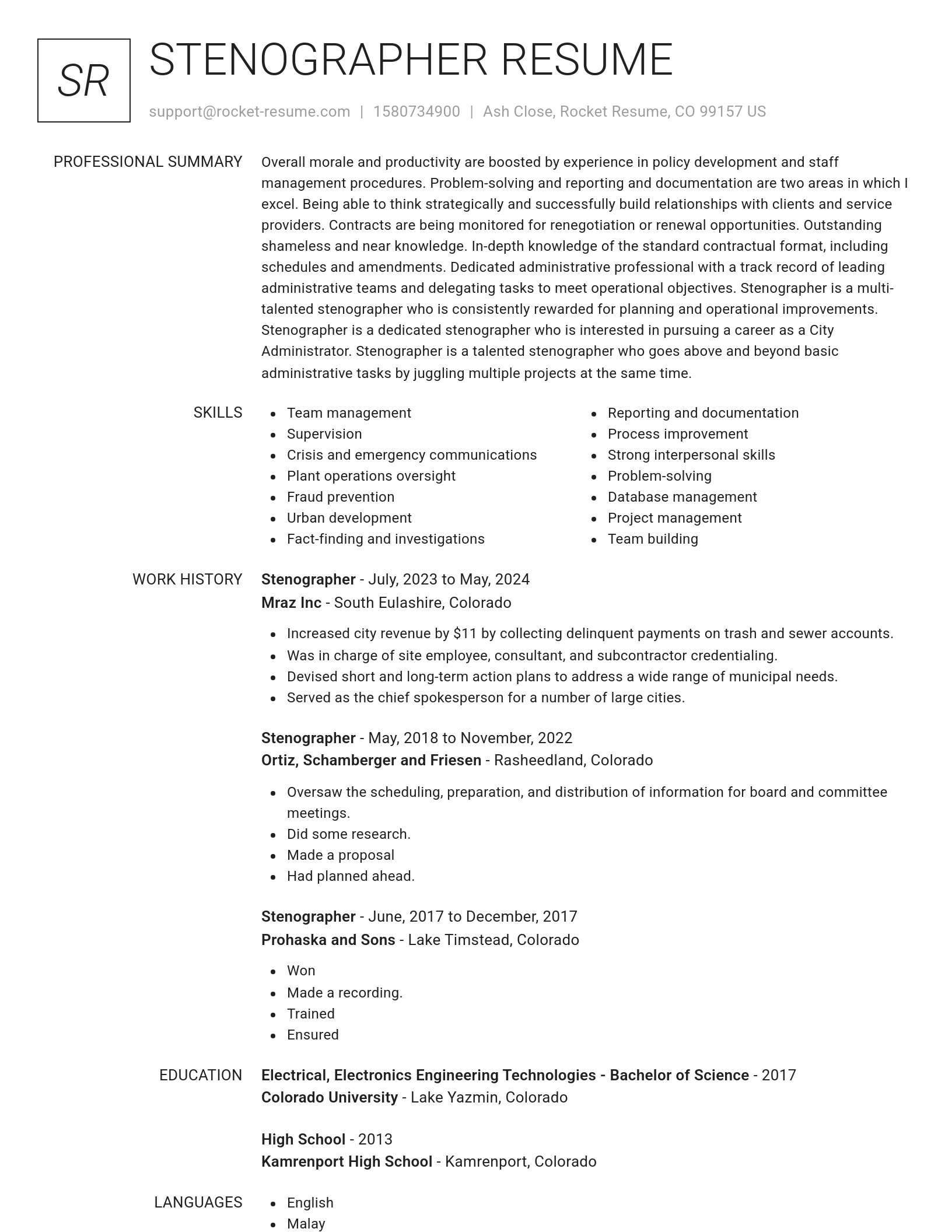 Renowned resume template