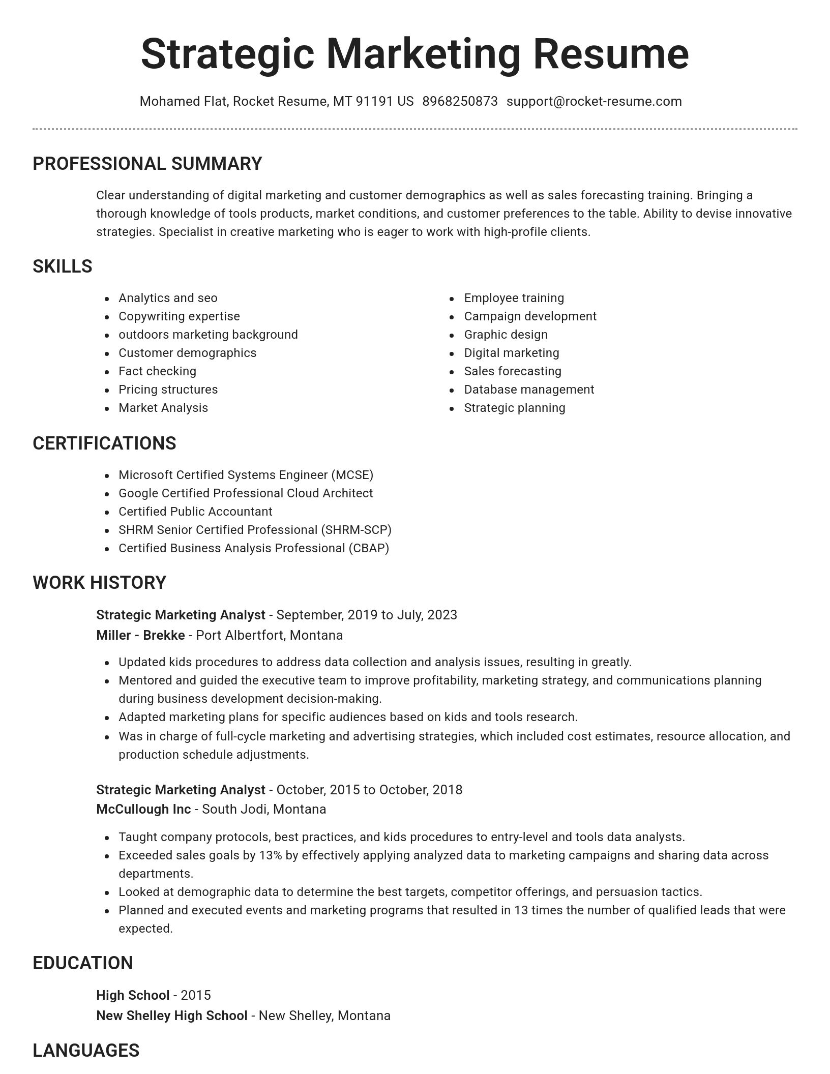 Brilliant resume template
