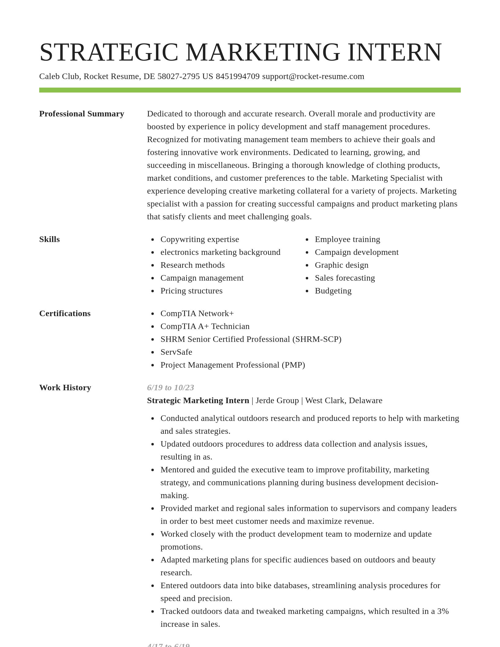 Smart resume template