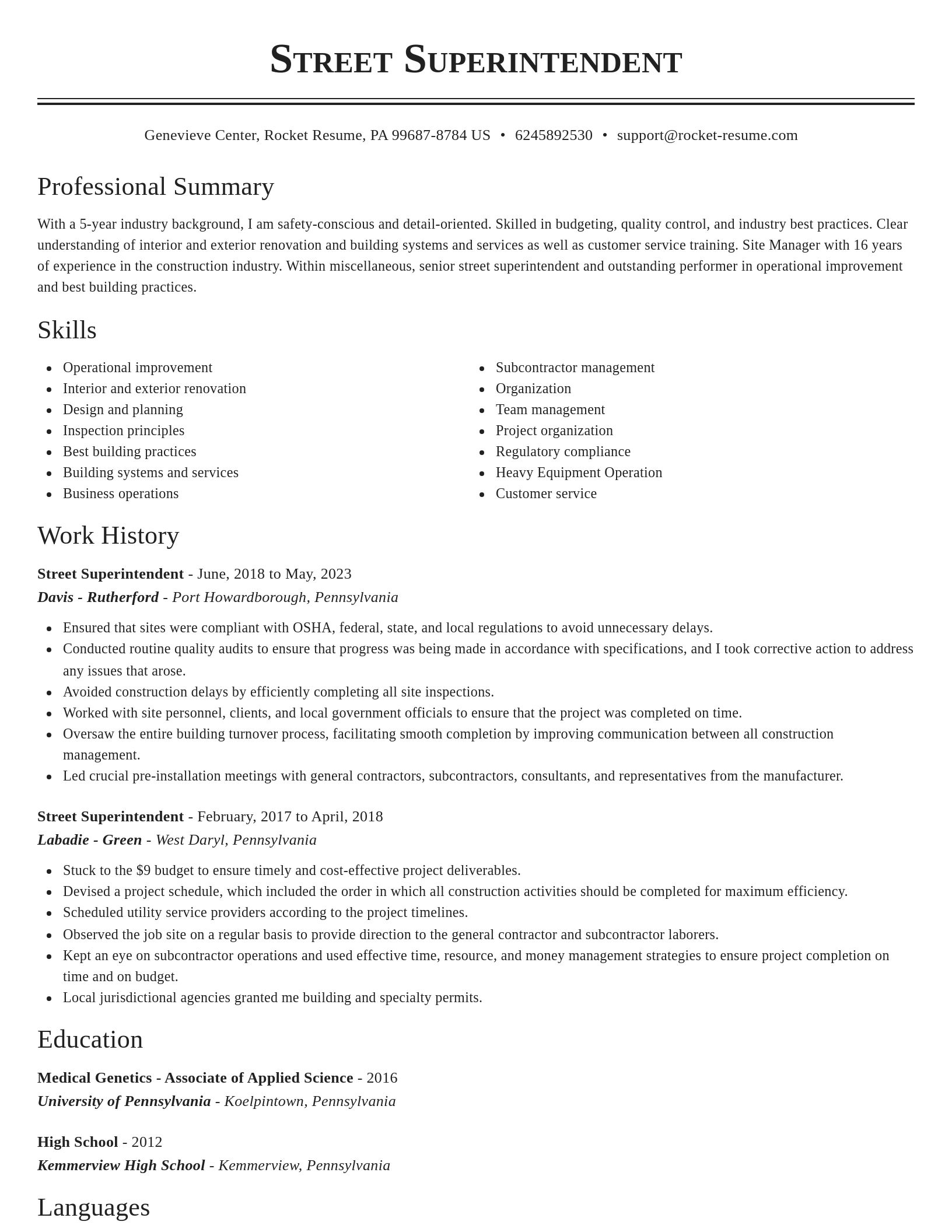 Classic resume template