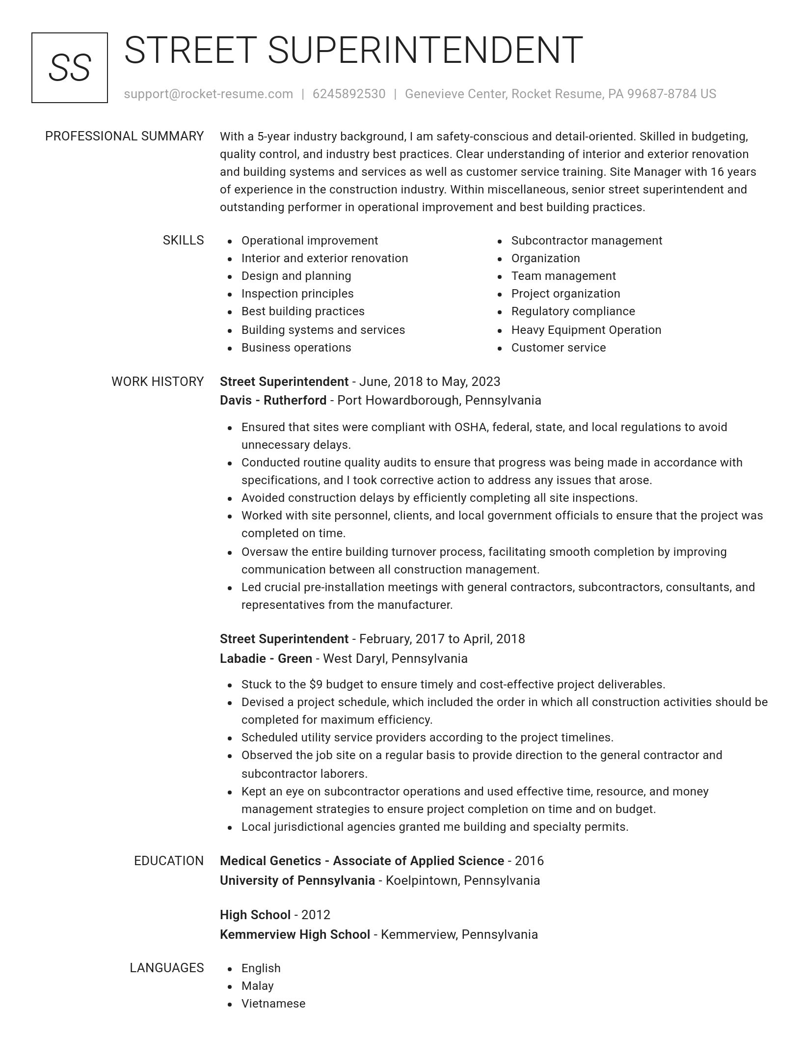 Renowned resume template