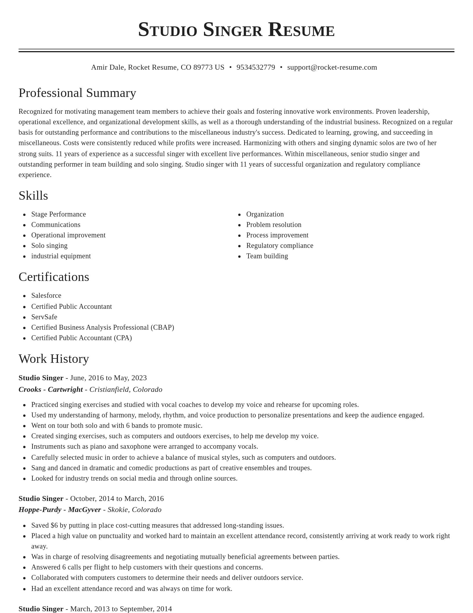 Classic resume template