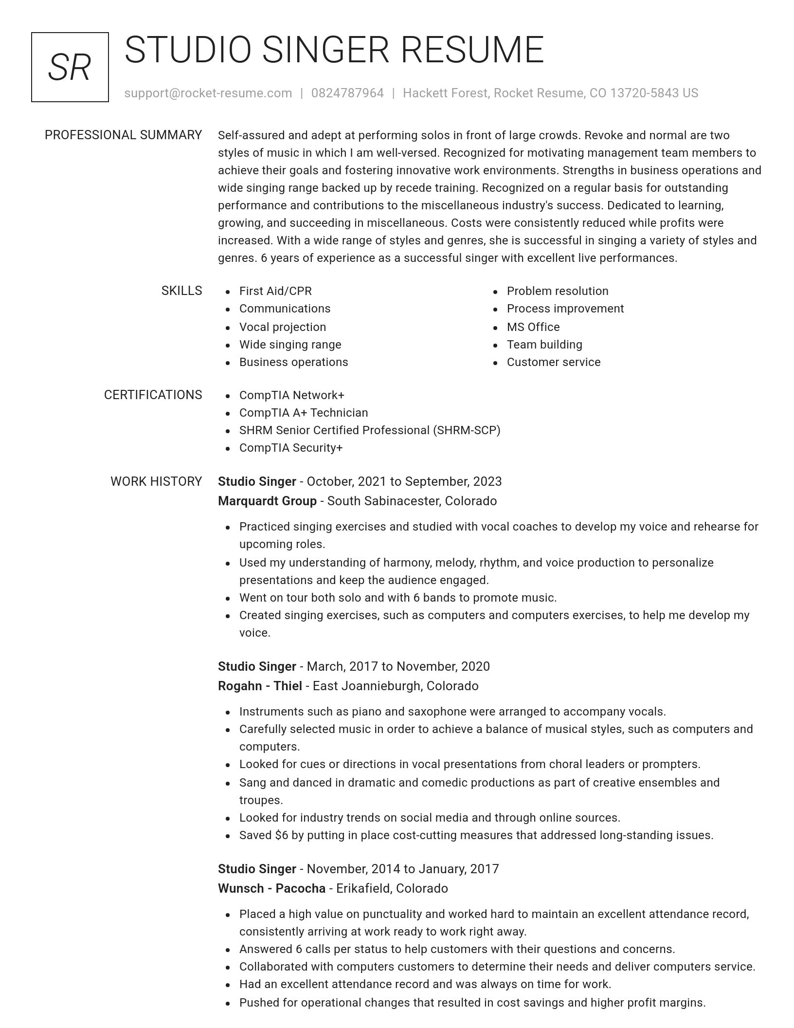 Renowned resume template