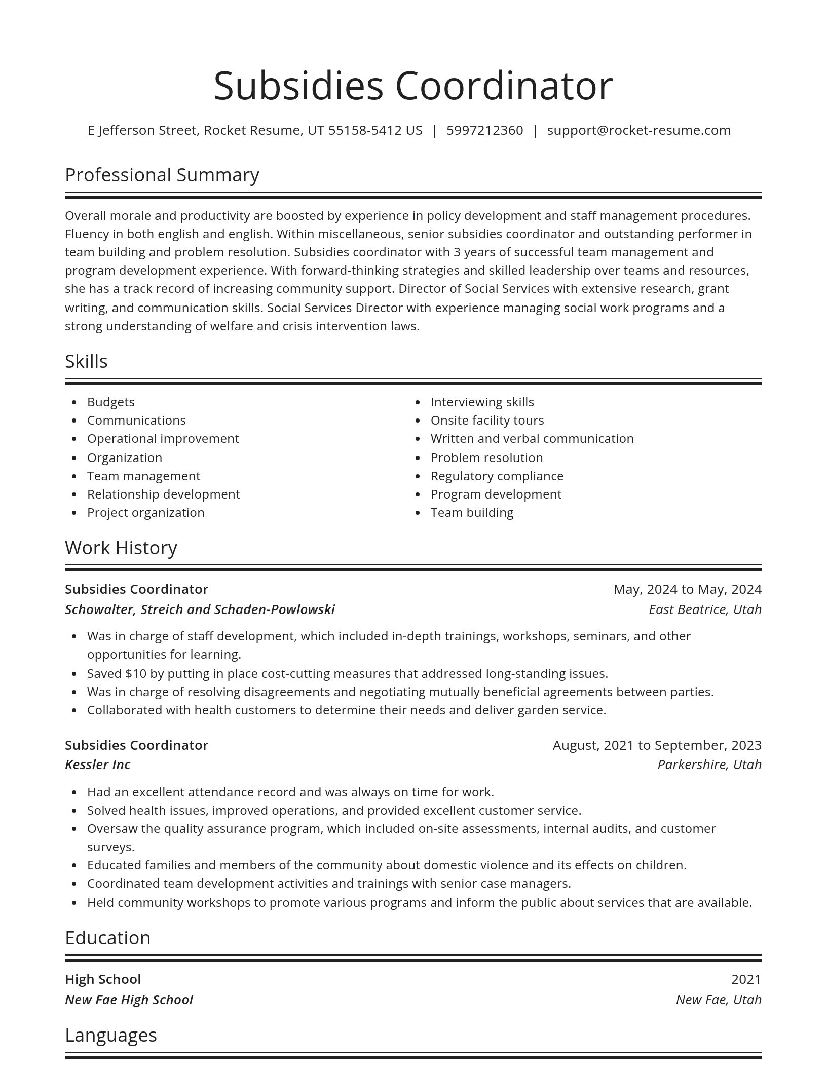 Spotlight resume template