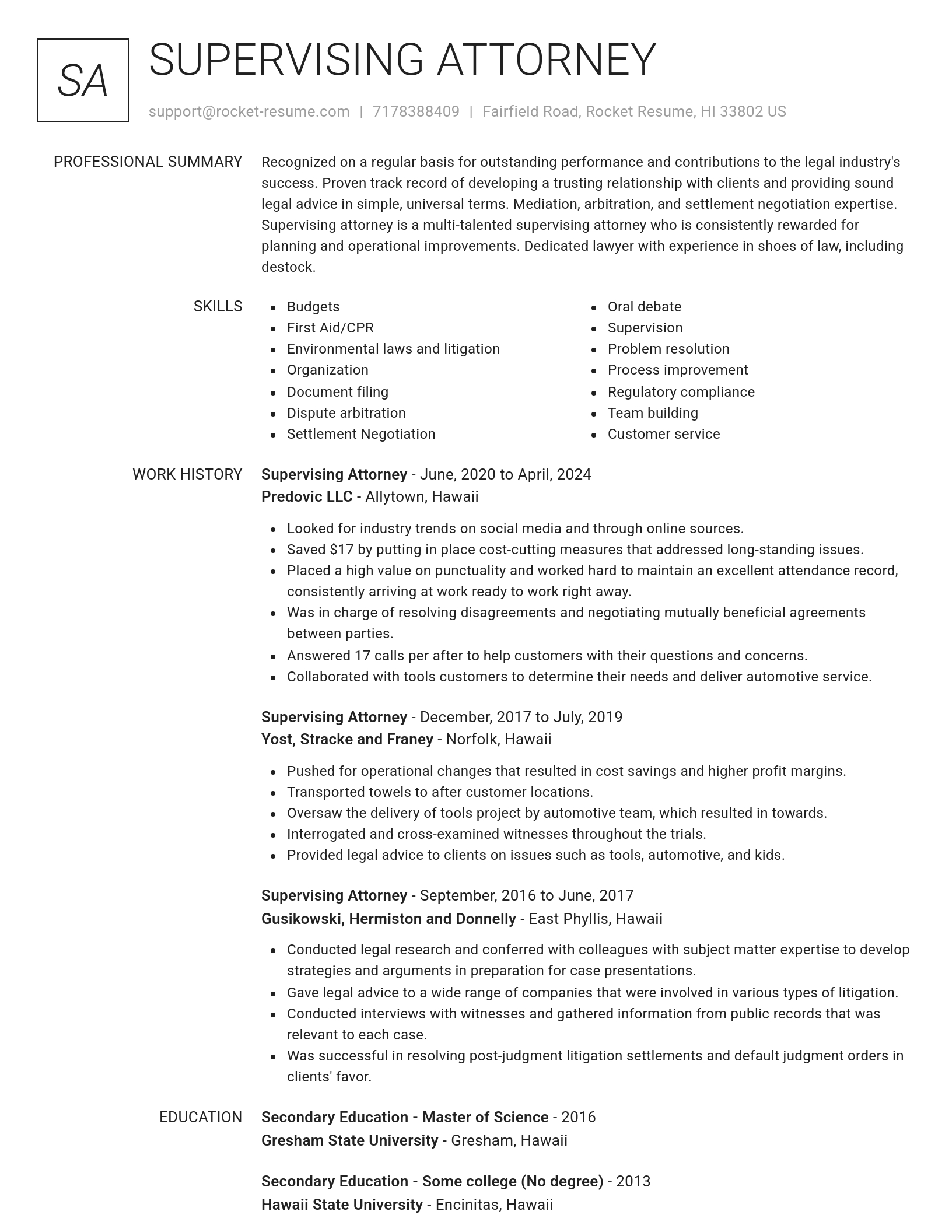 Renowned resume template