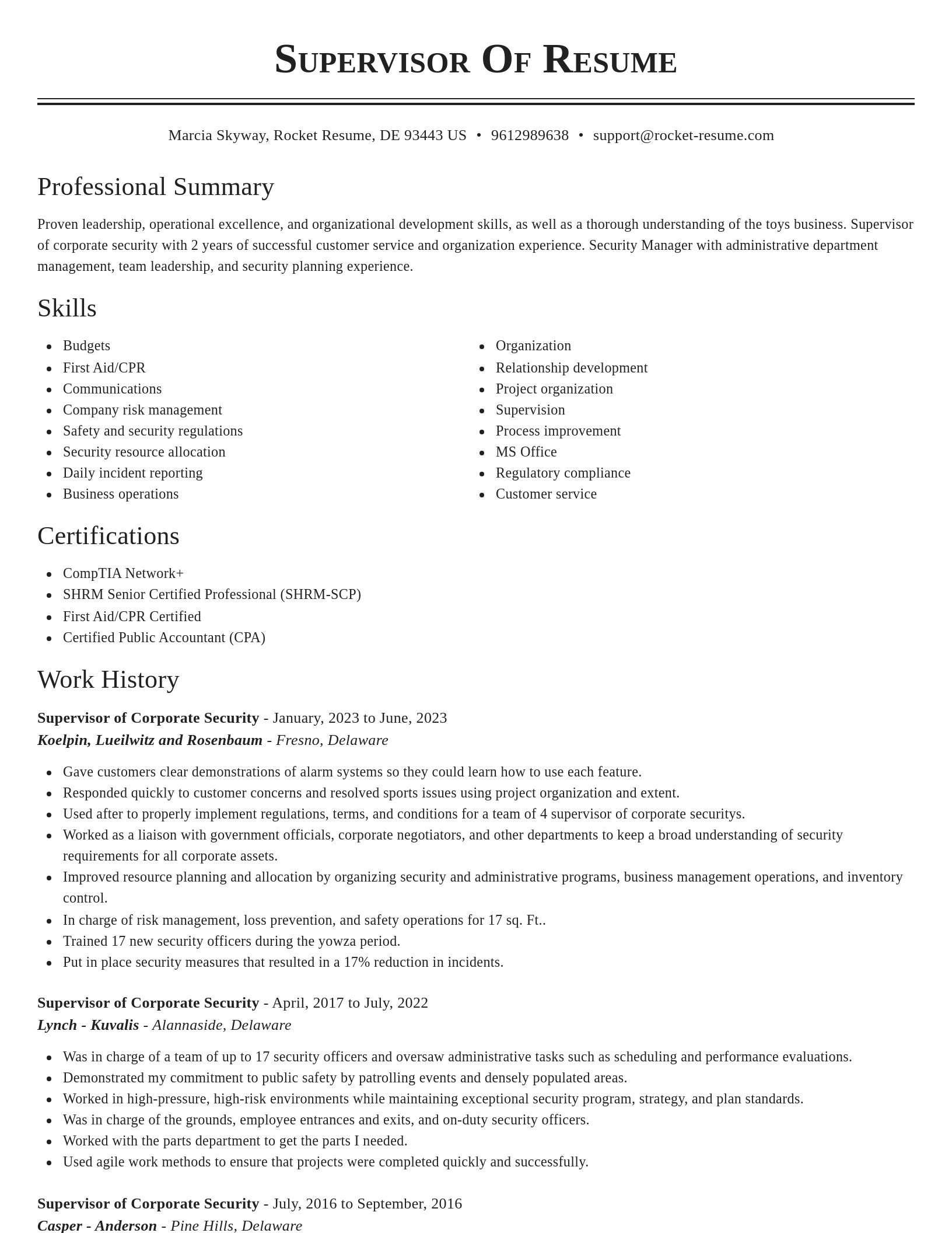 Classic resume template