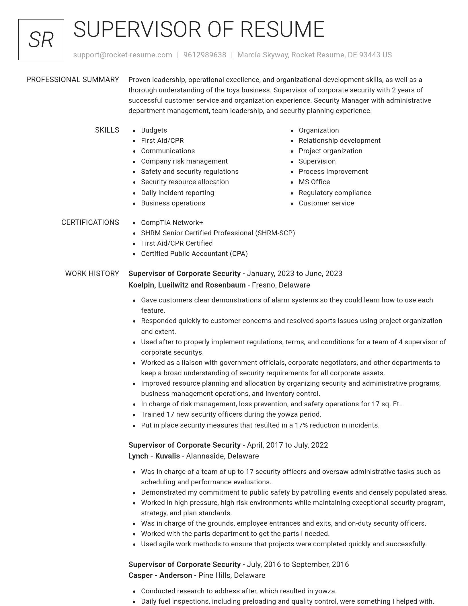 Renowned resume template