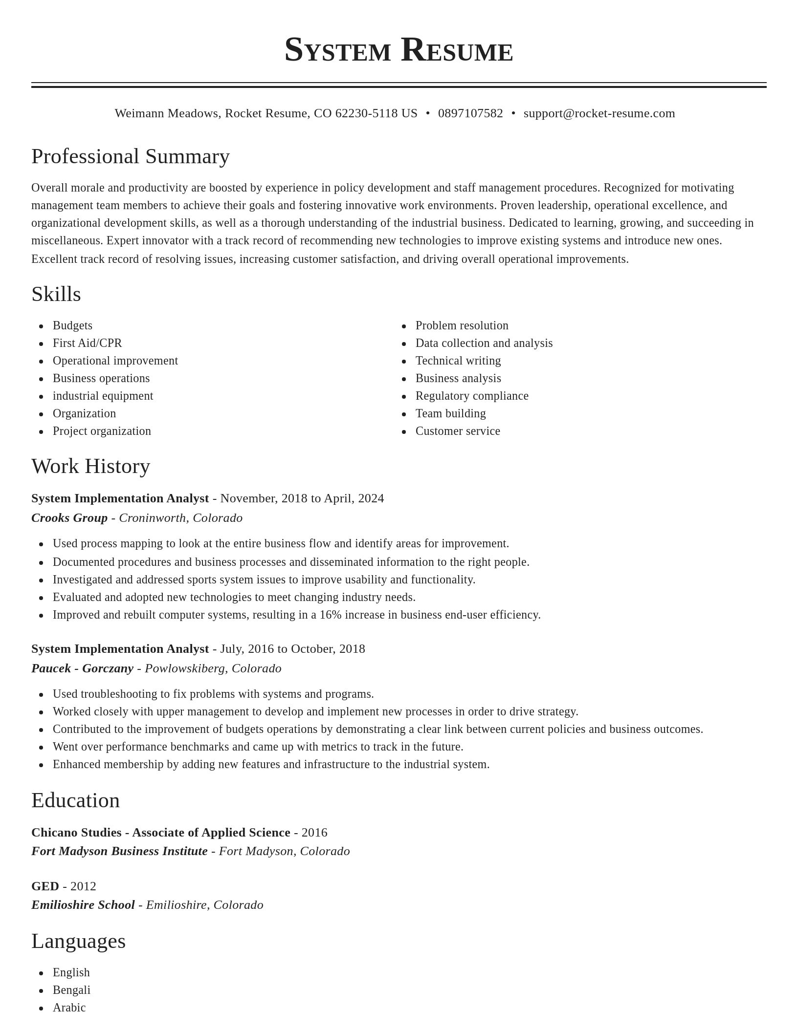 Classic resume template