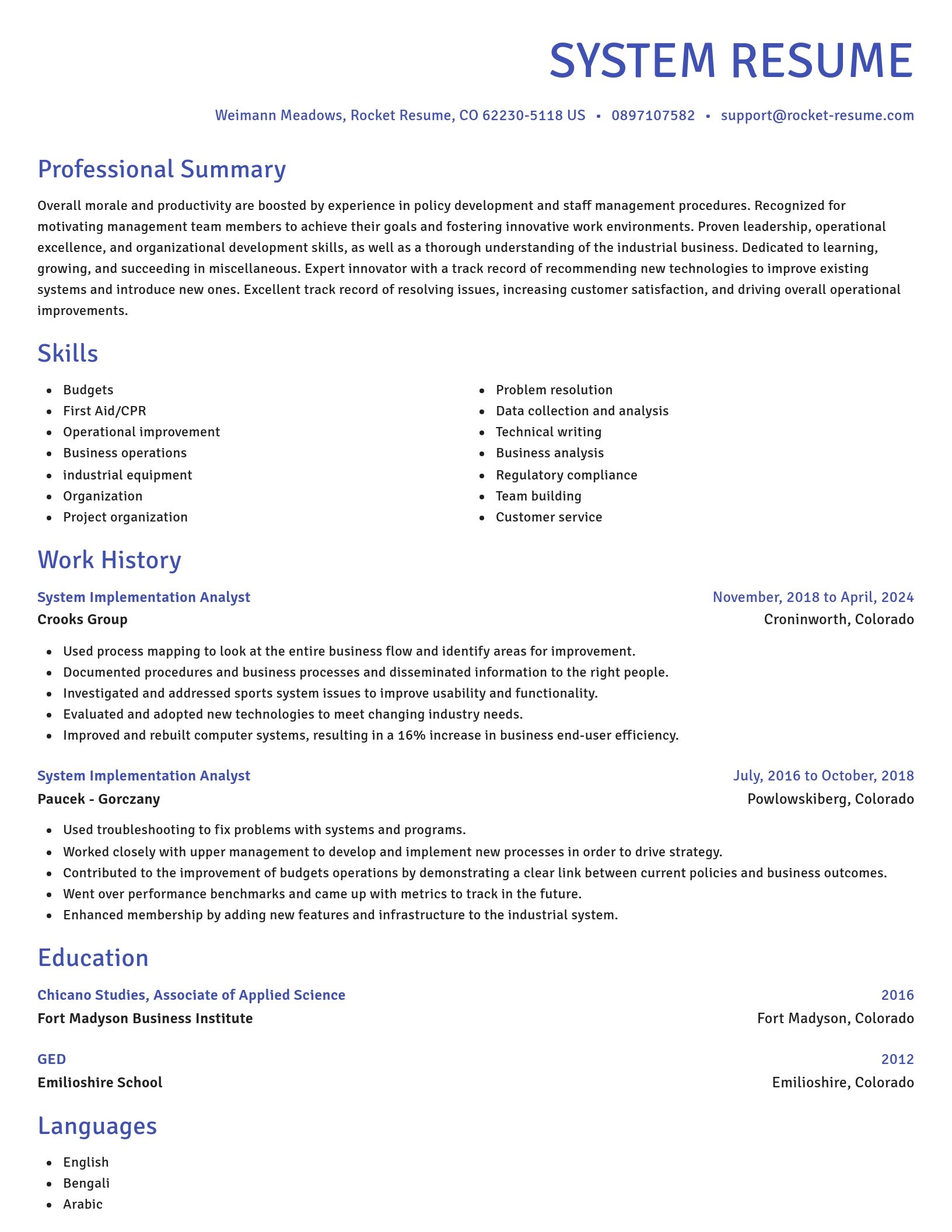 Novel resume template