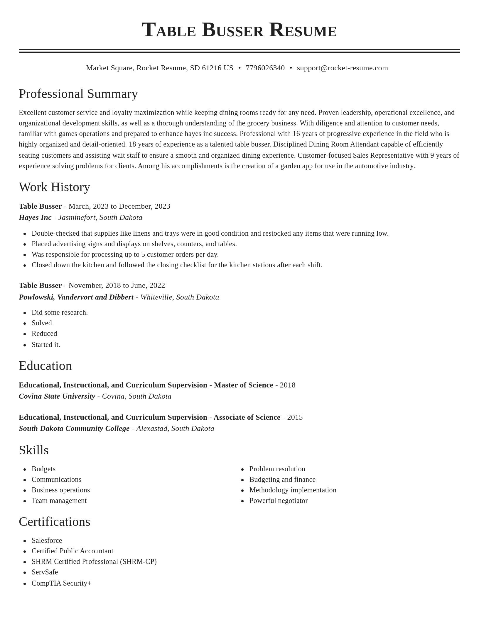 Classic resume template