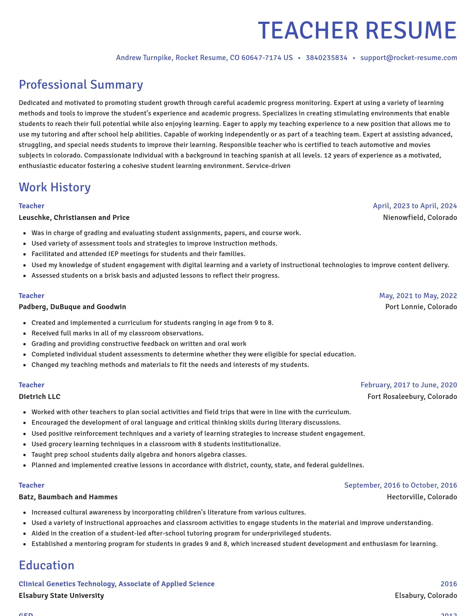 Novel resume template