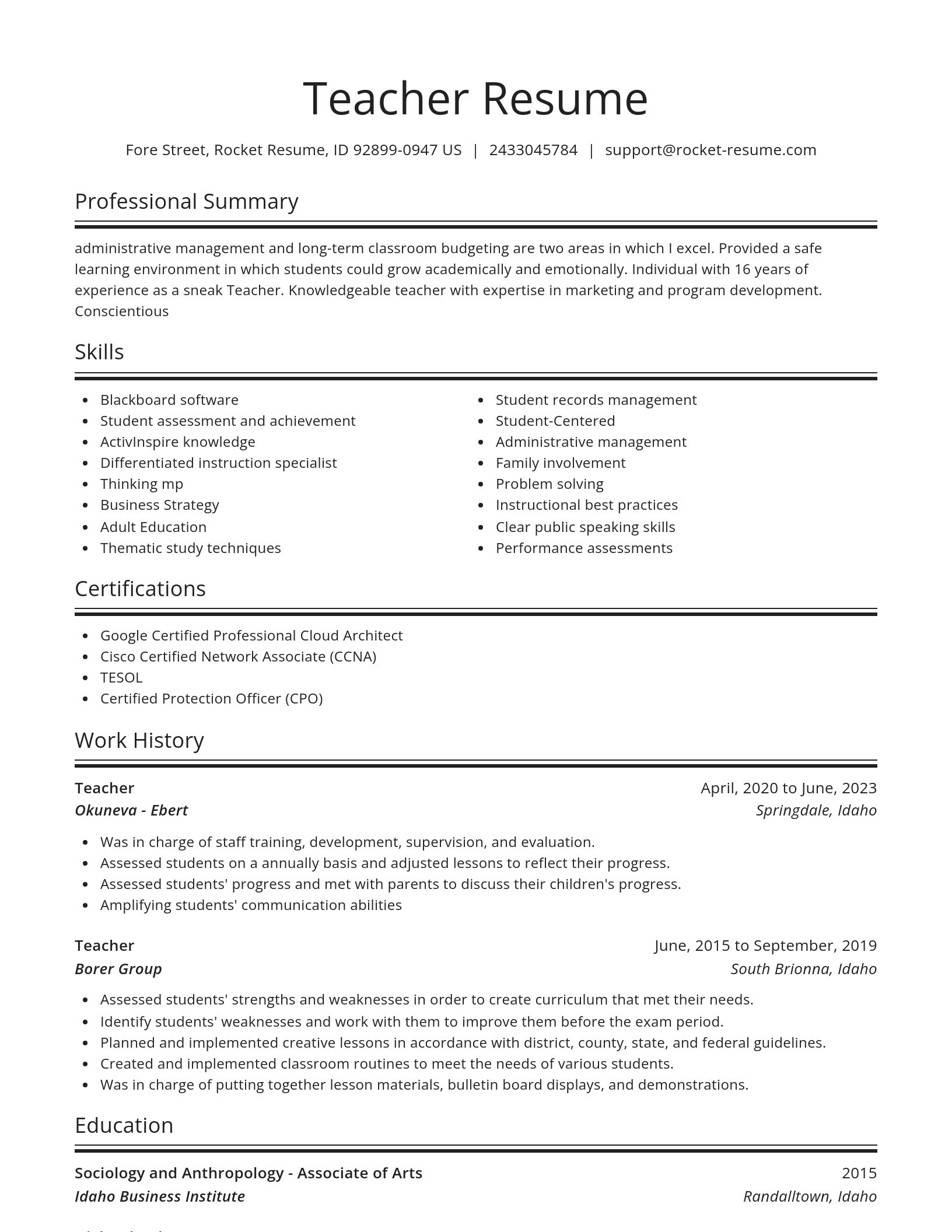 Spotlight resume template