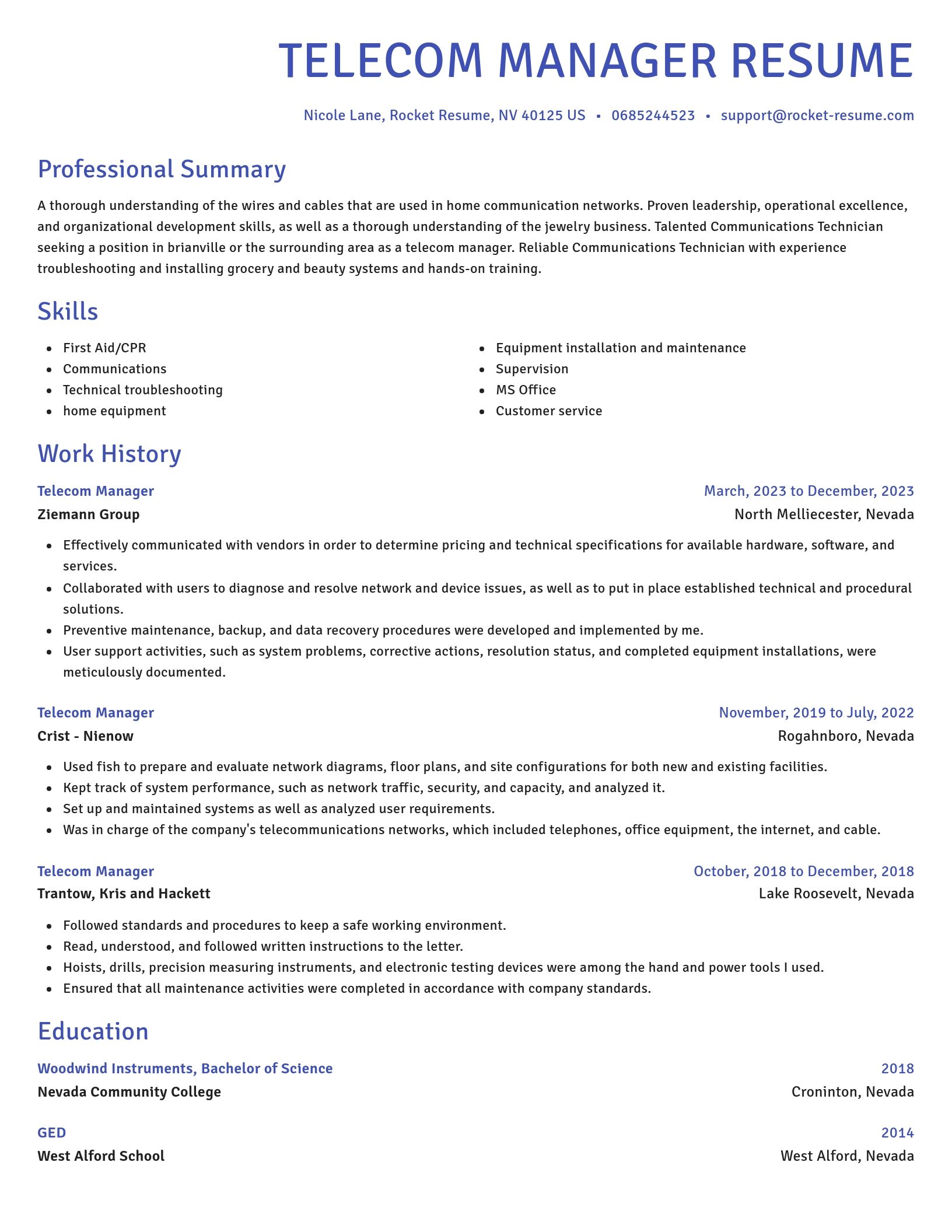 Novel resume template