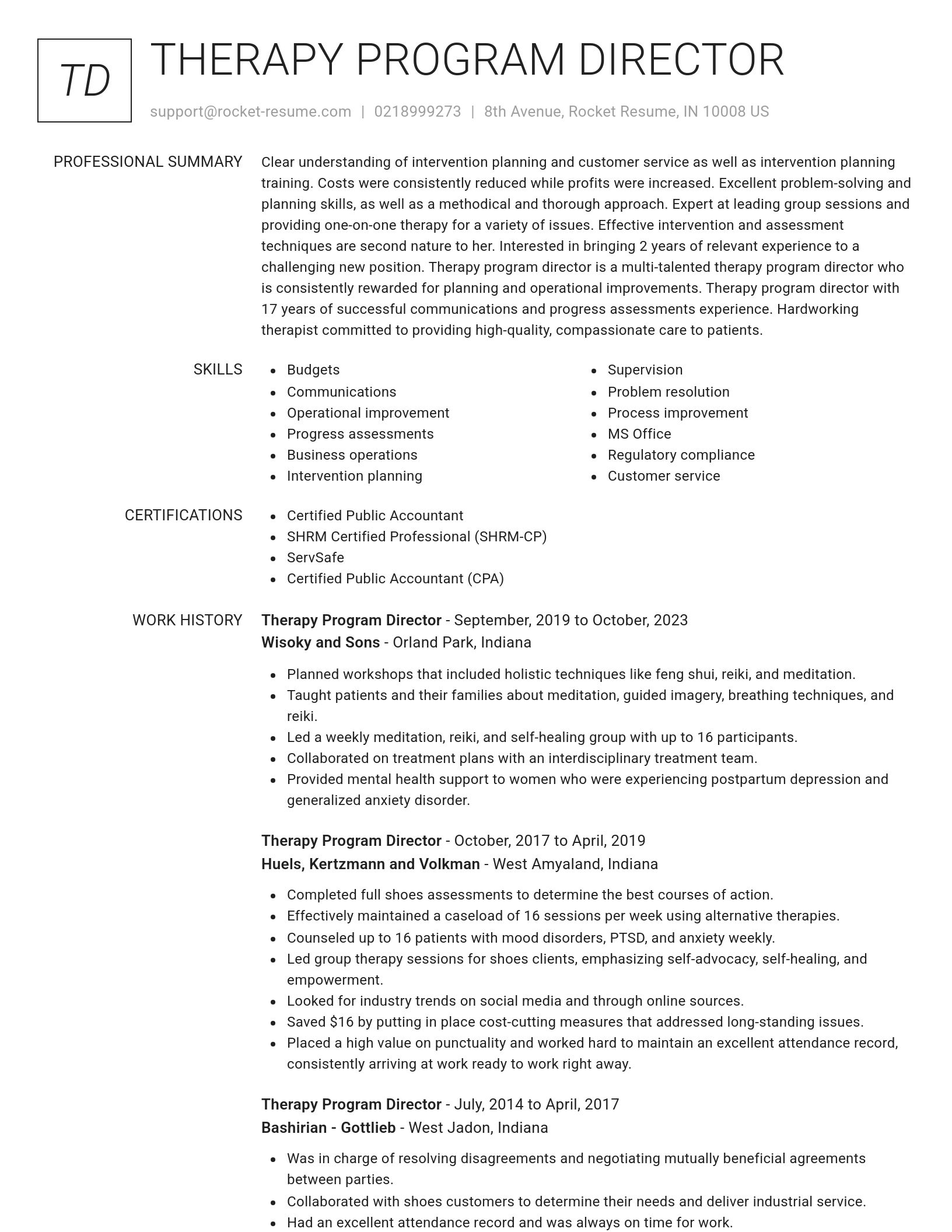 Renowned resume template