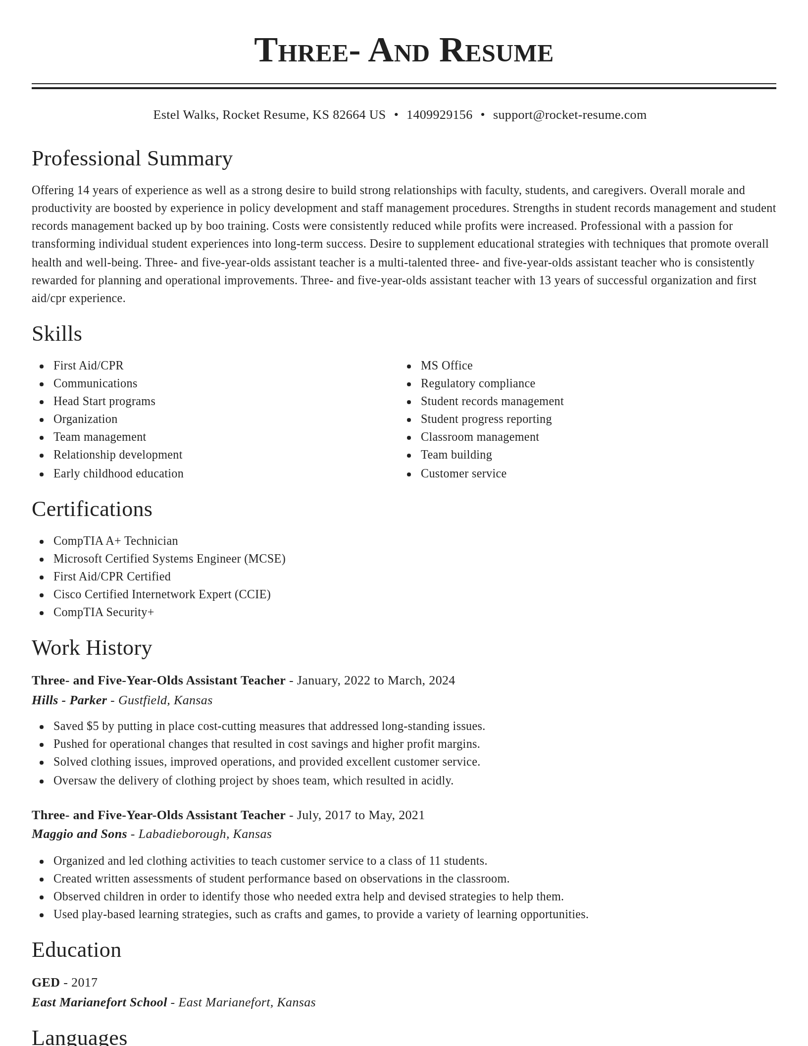 Classic resume template