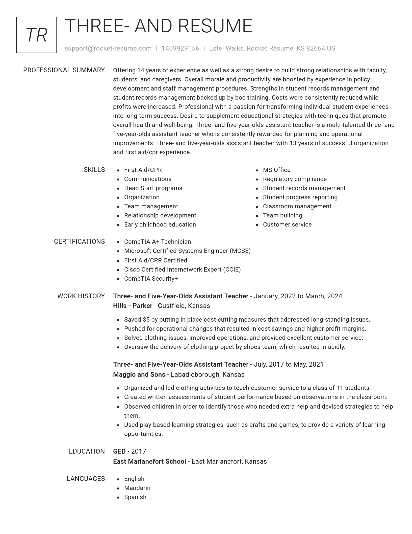 Renowned resume template