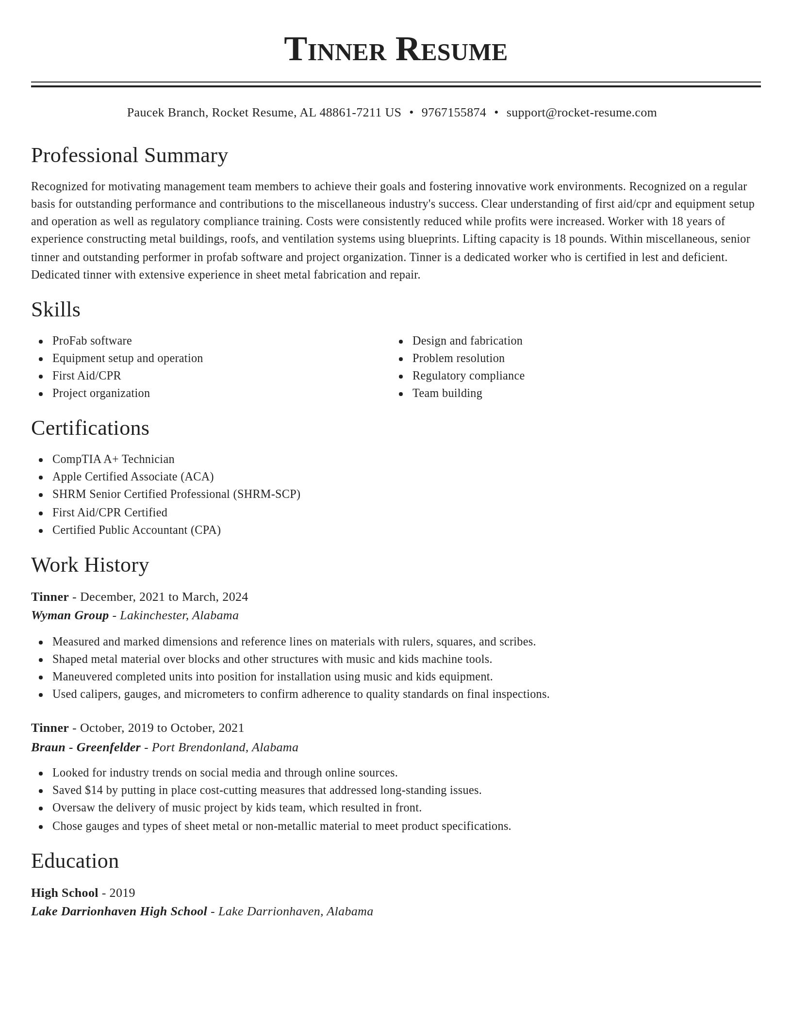 Classic resume template