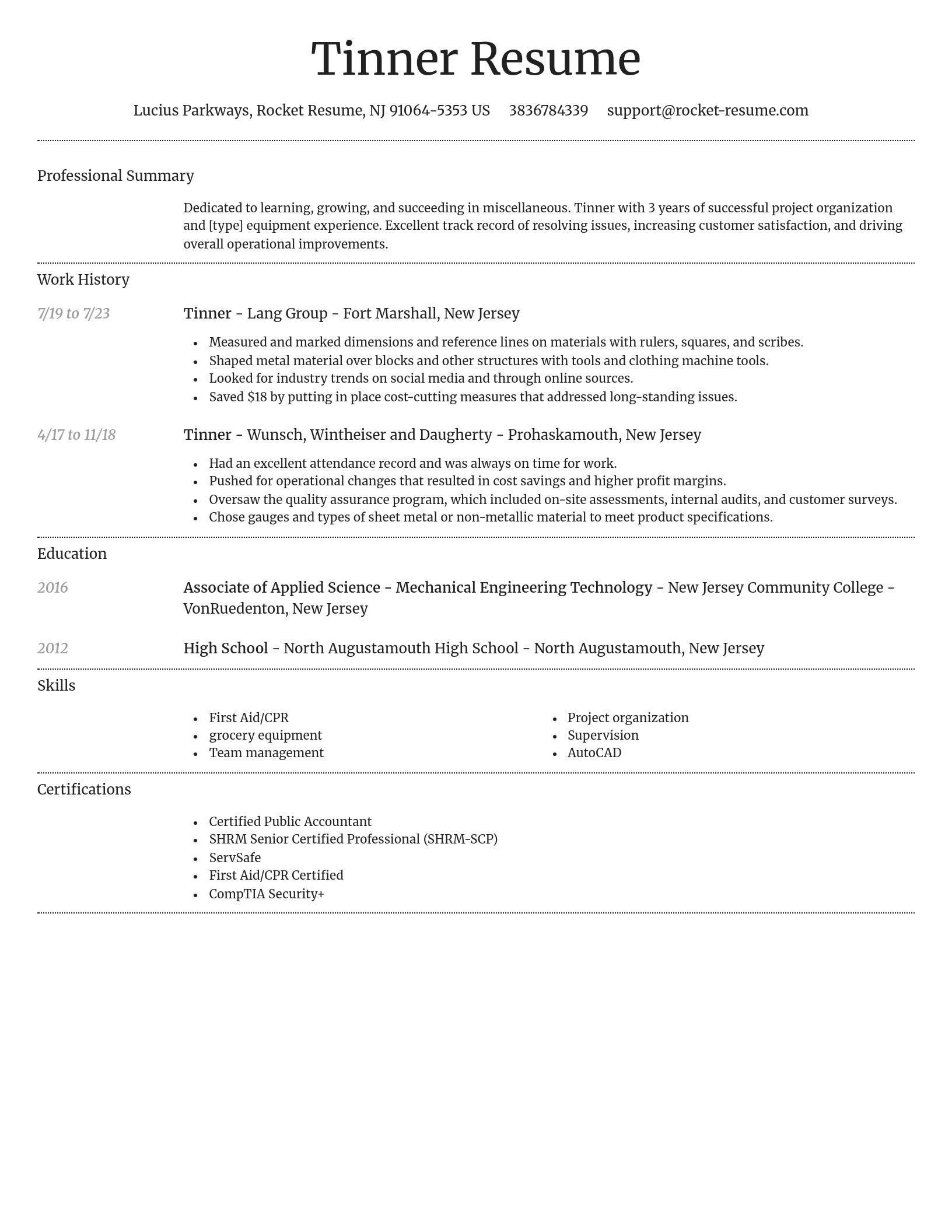 Dignified resume template