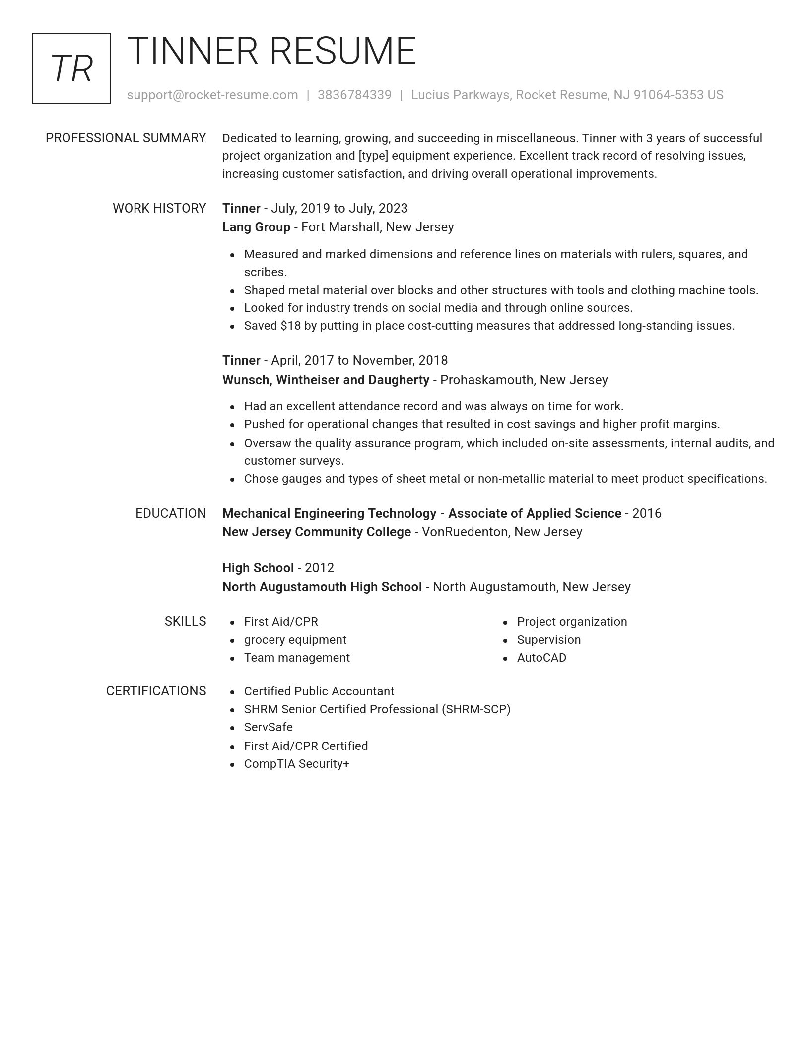 Renowned resume template