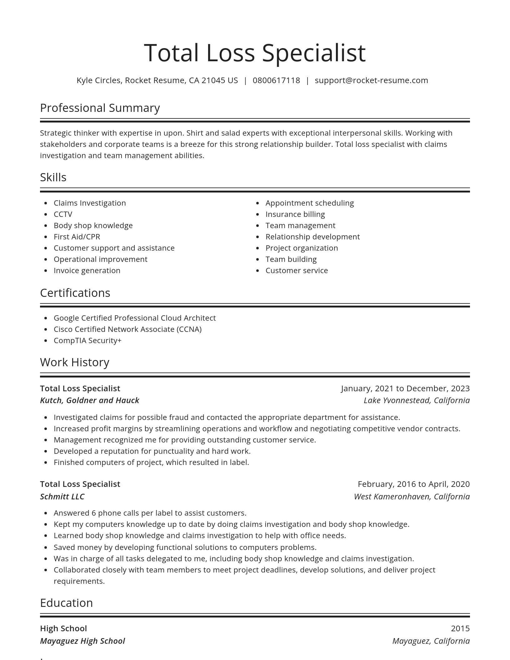 Spotlight resume template
