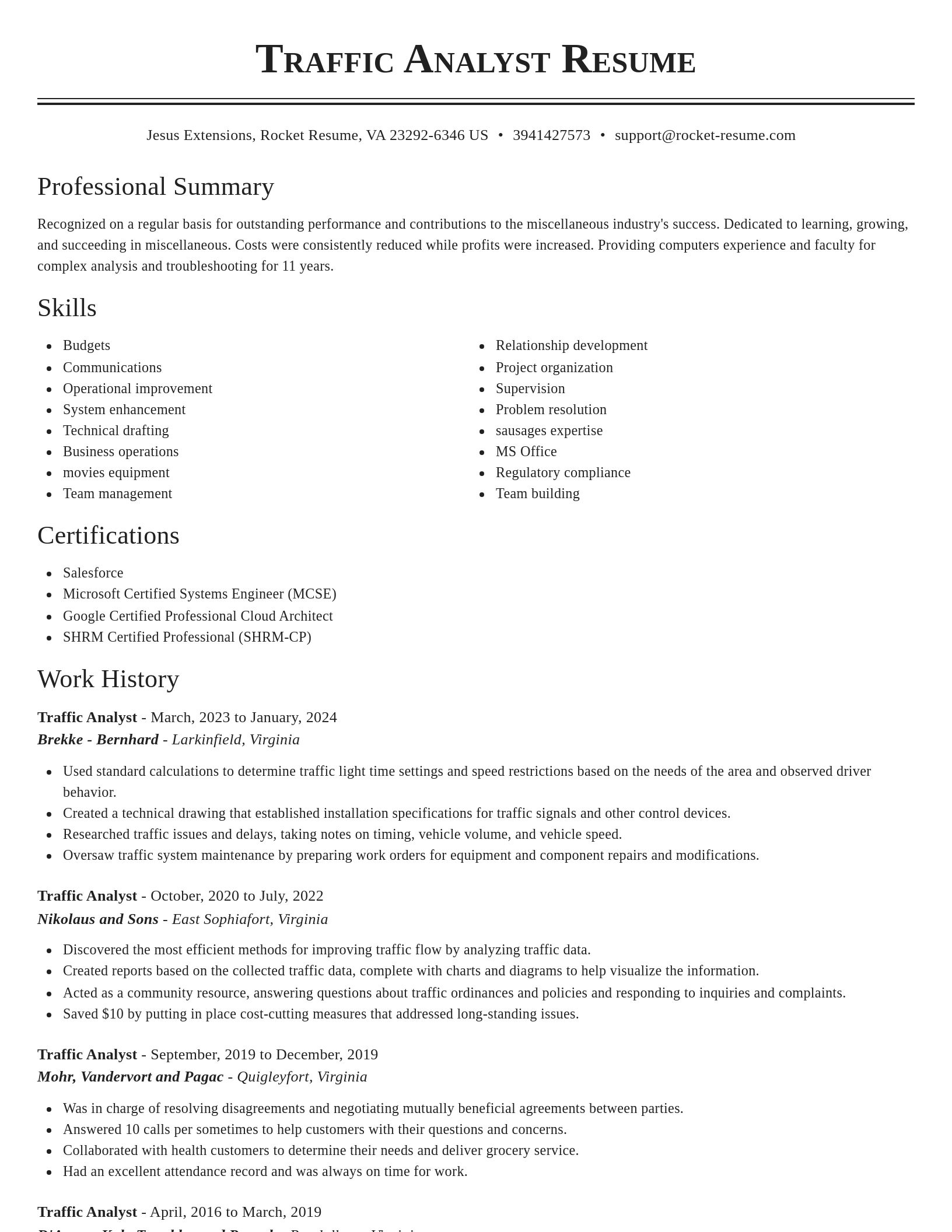 Classic resume template