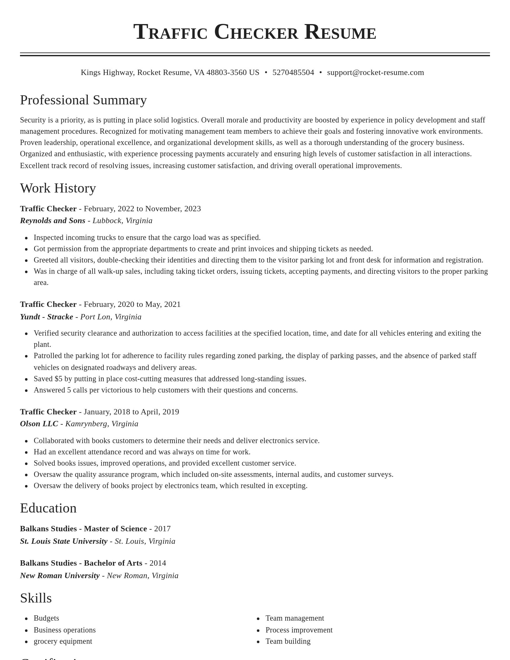 Classic resume template