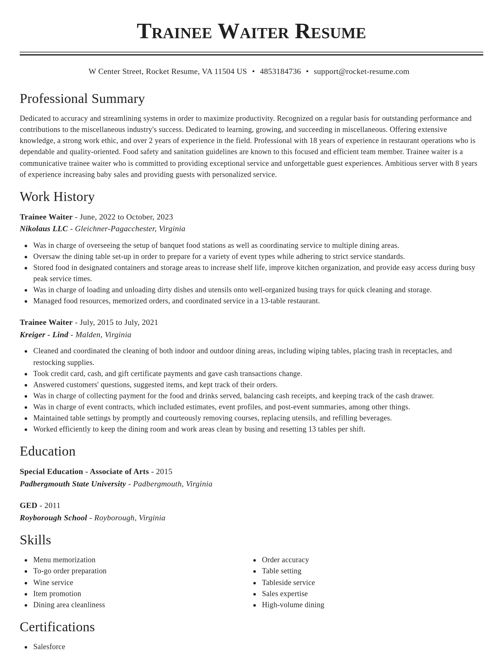 Classic resume template
