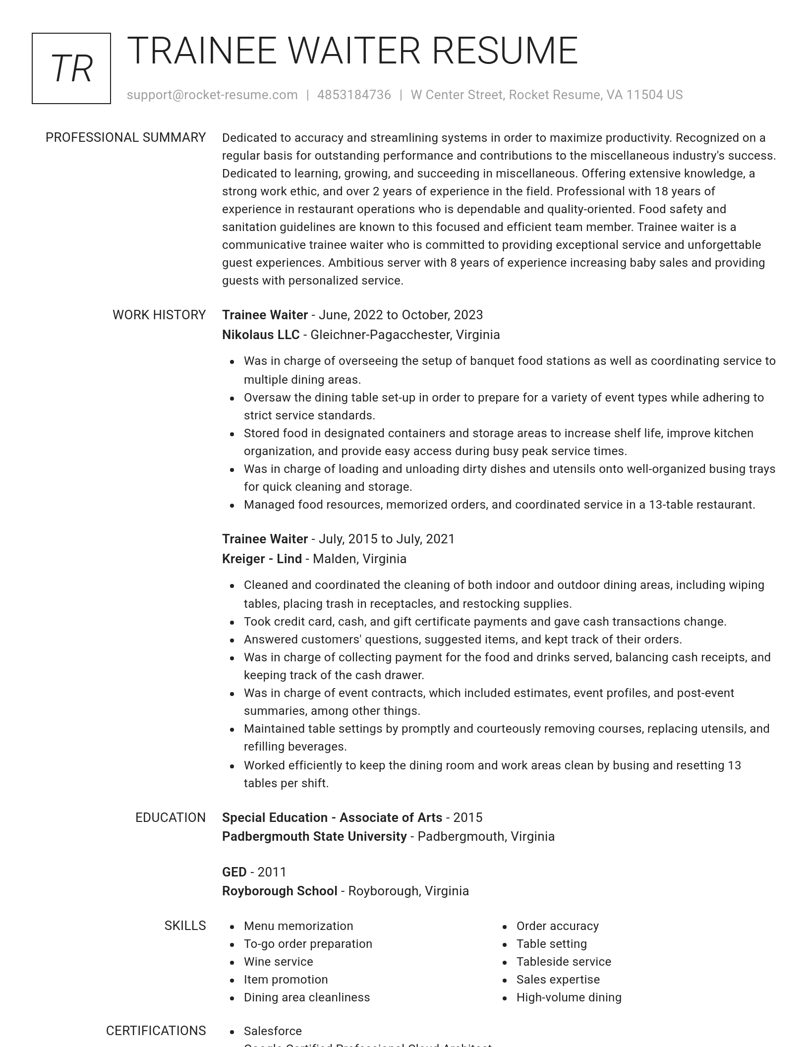 Renowned resume template