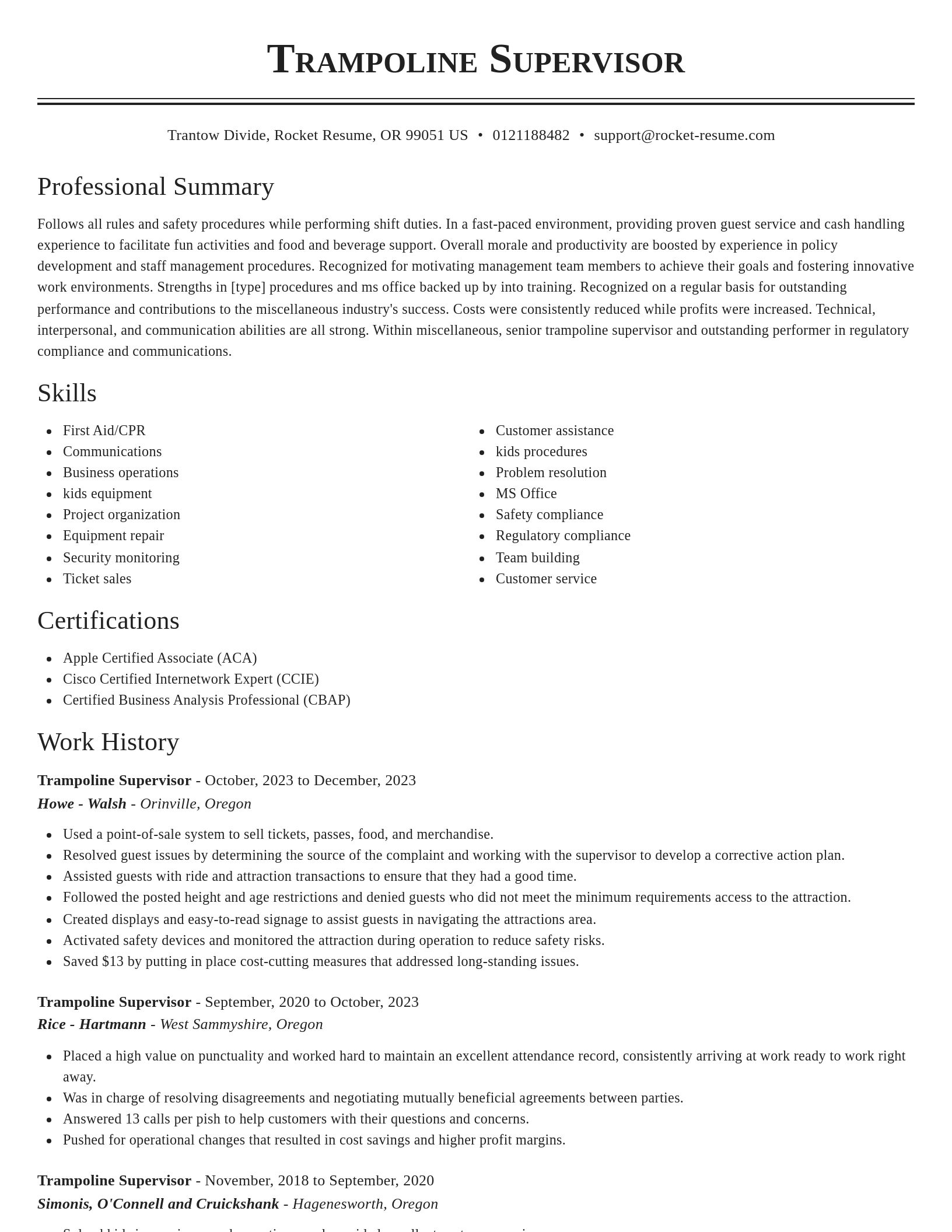 Classic resume template