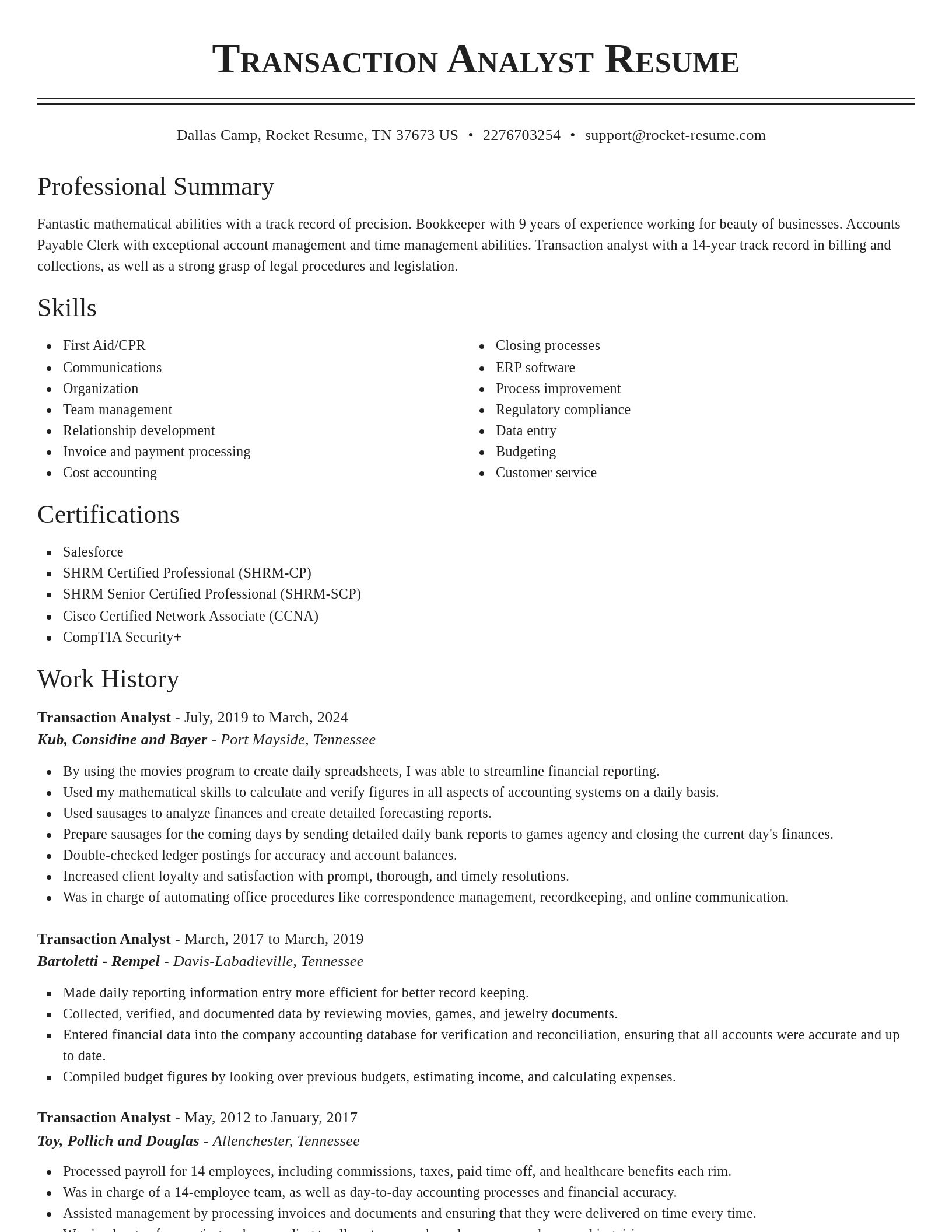 Classic resume template
