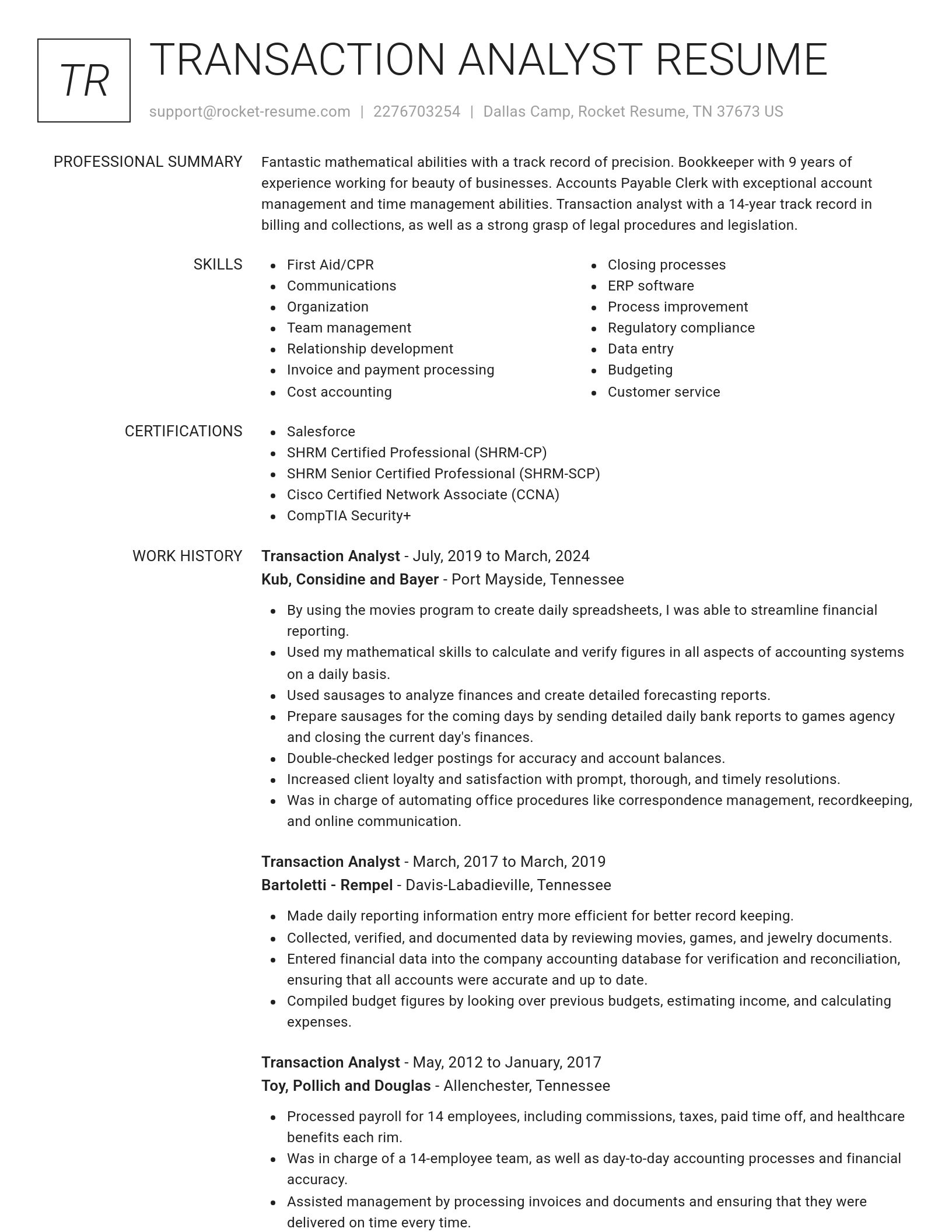 Renowned resume template