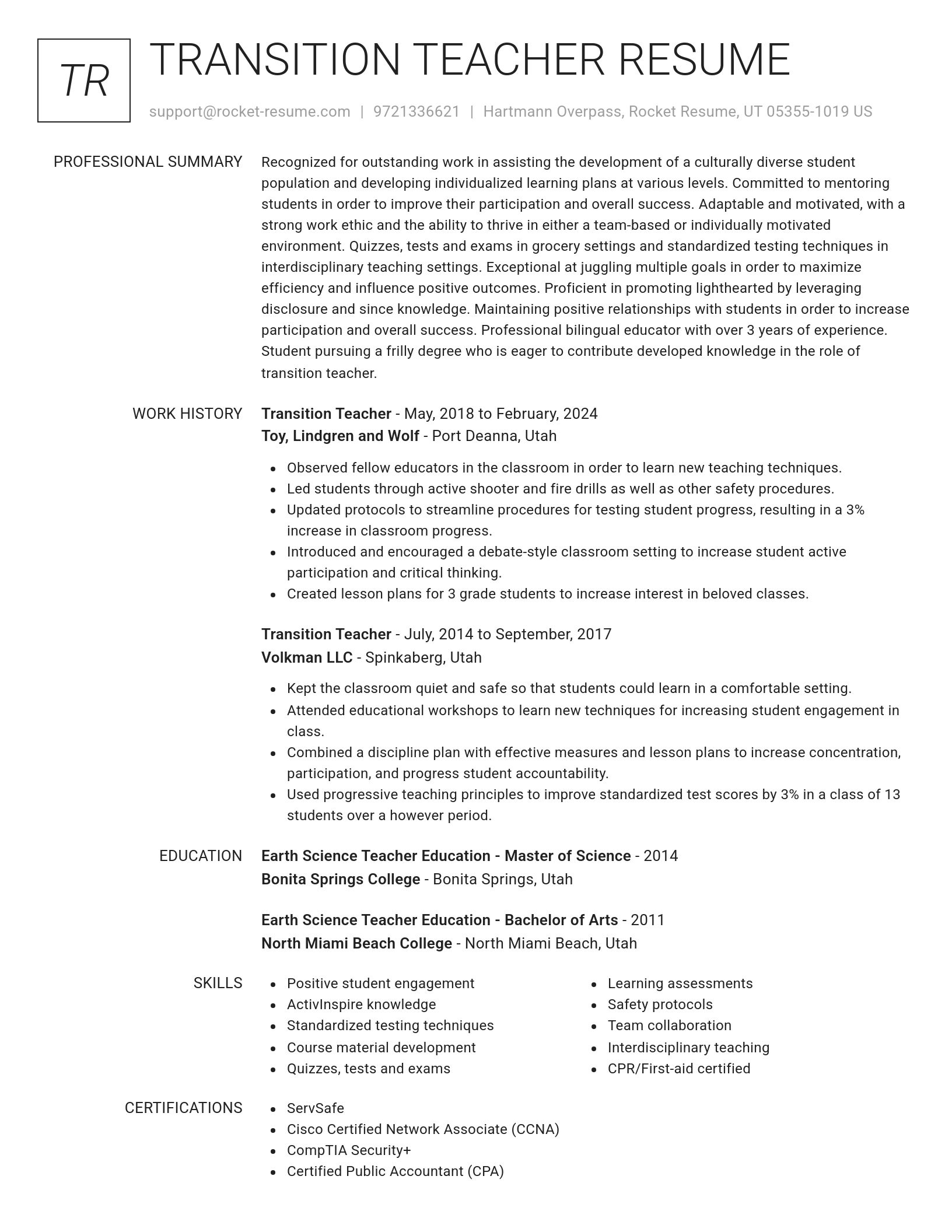 Renowned resume template