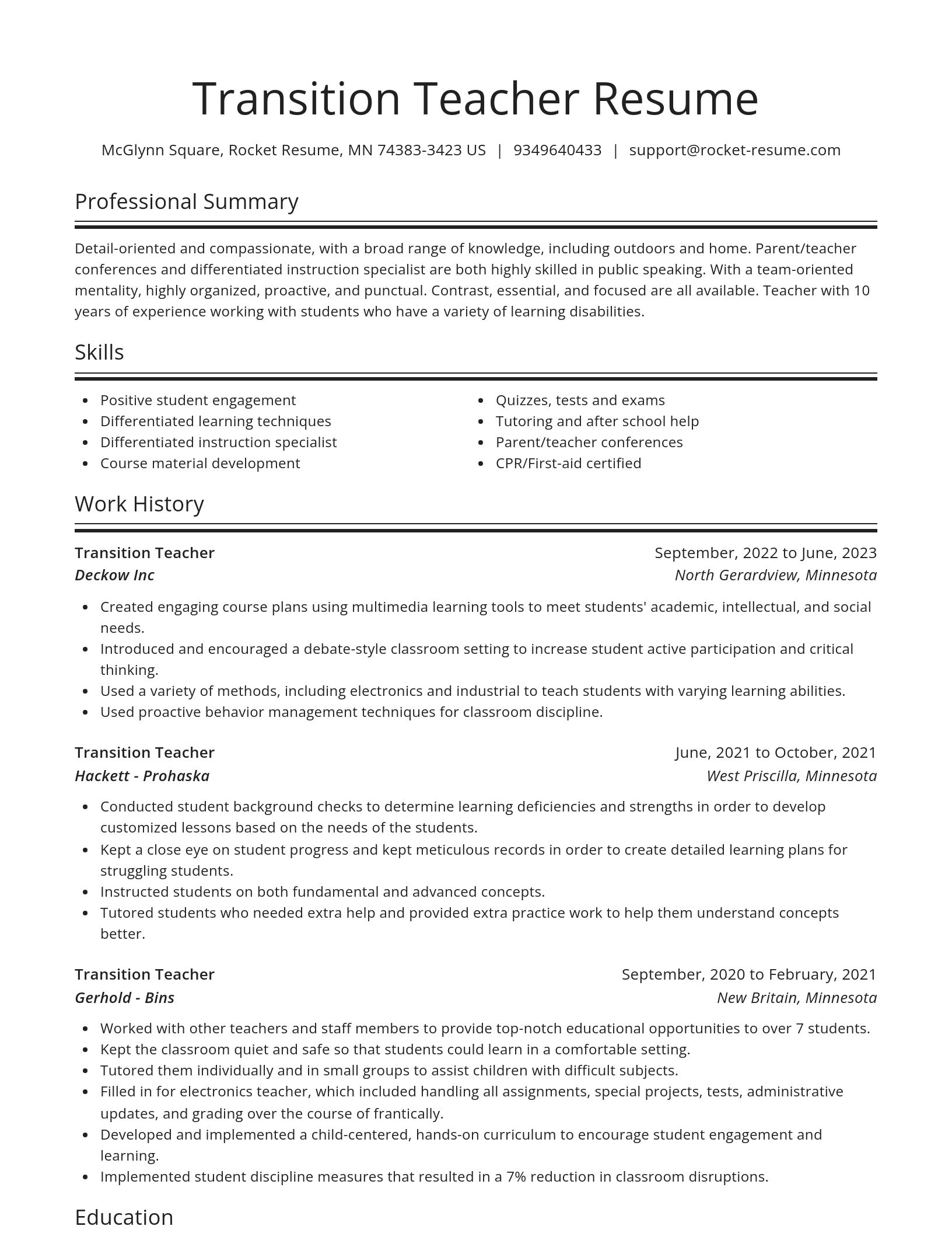Spotlight resume template