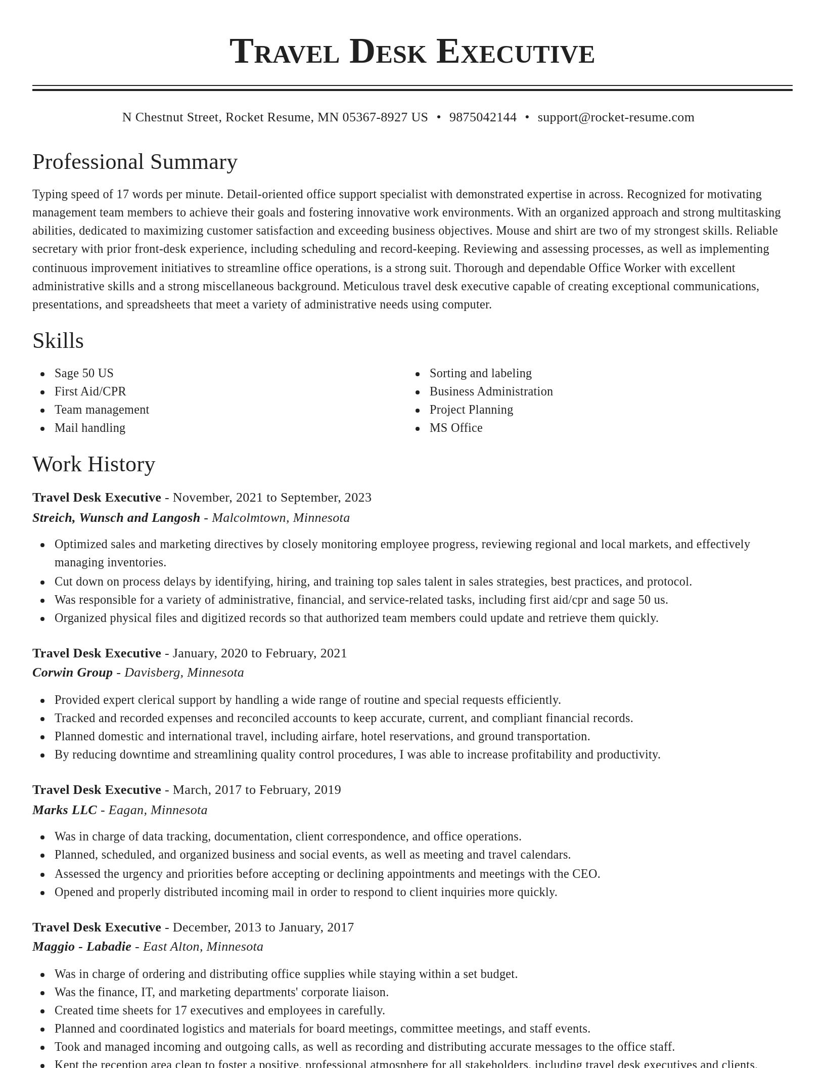 Classic resume template