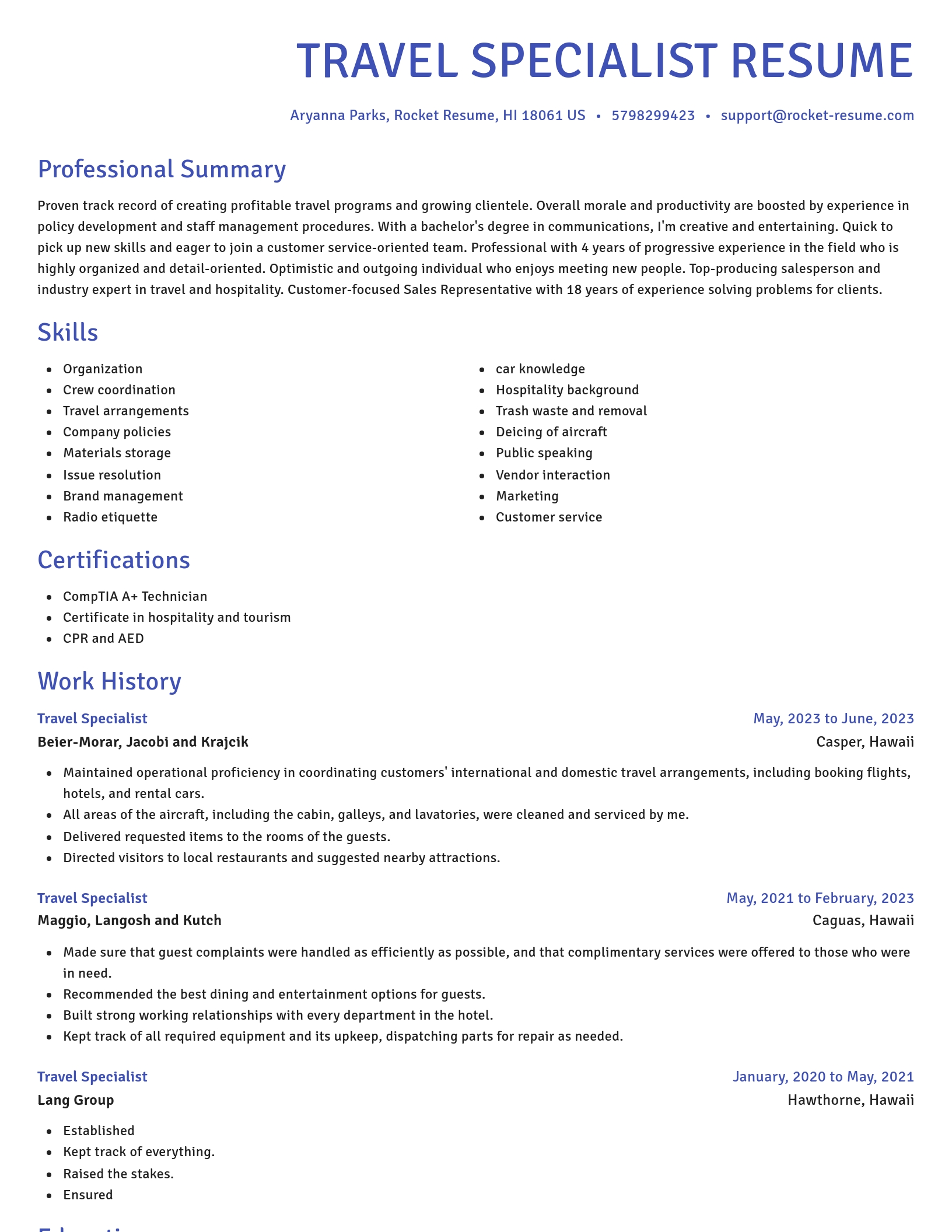 Novel resume template