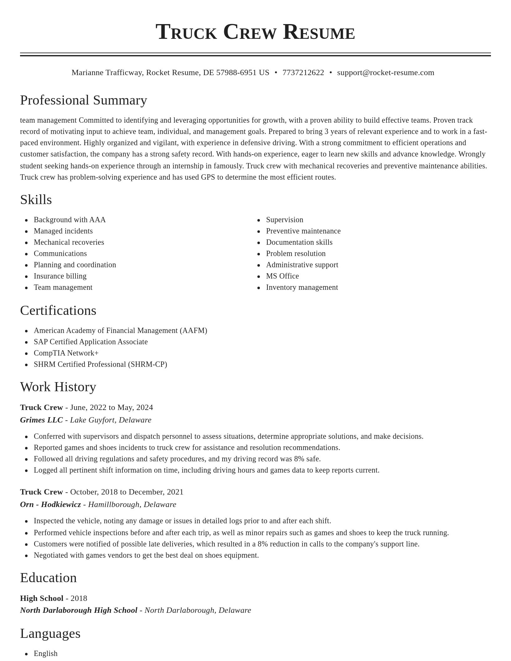 Classic resume template