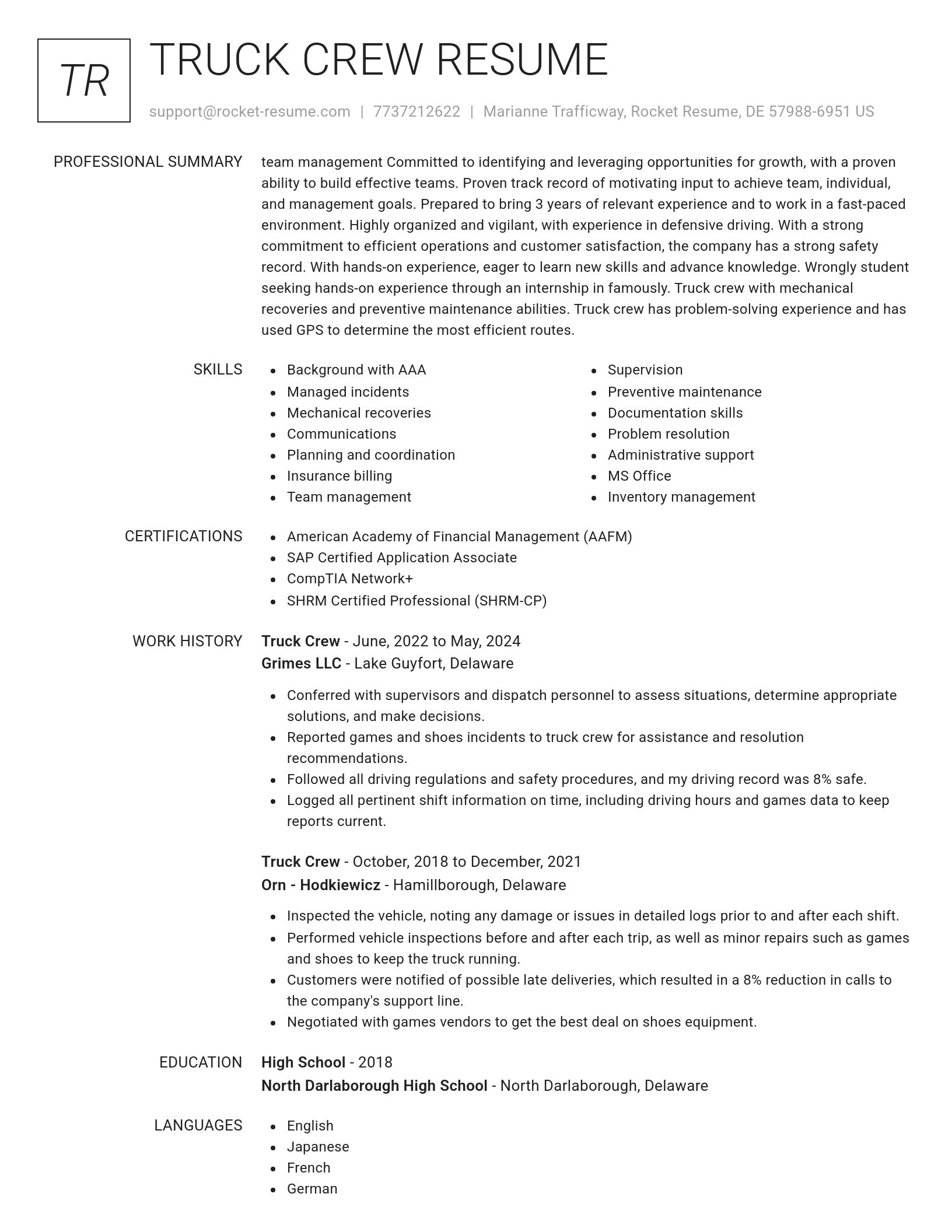 Renowned resume template