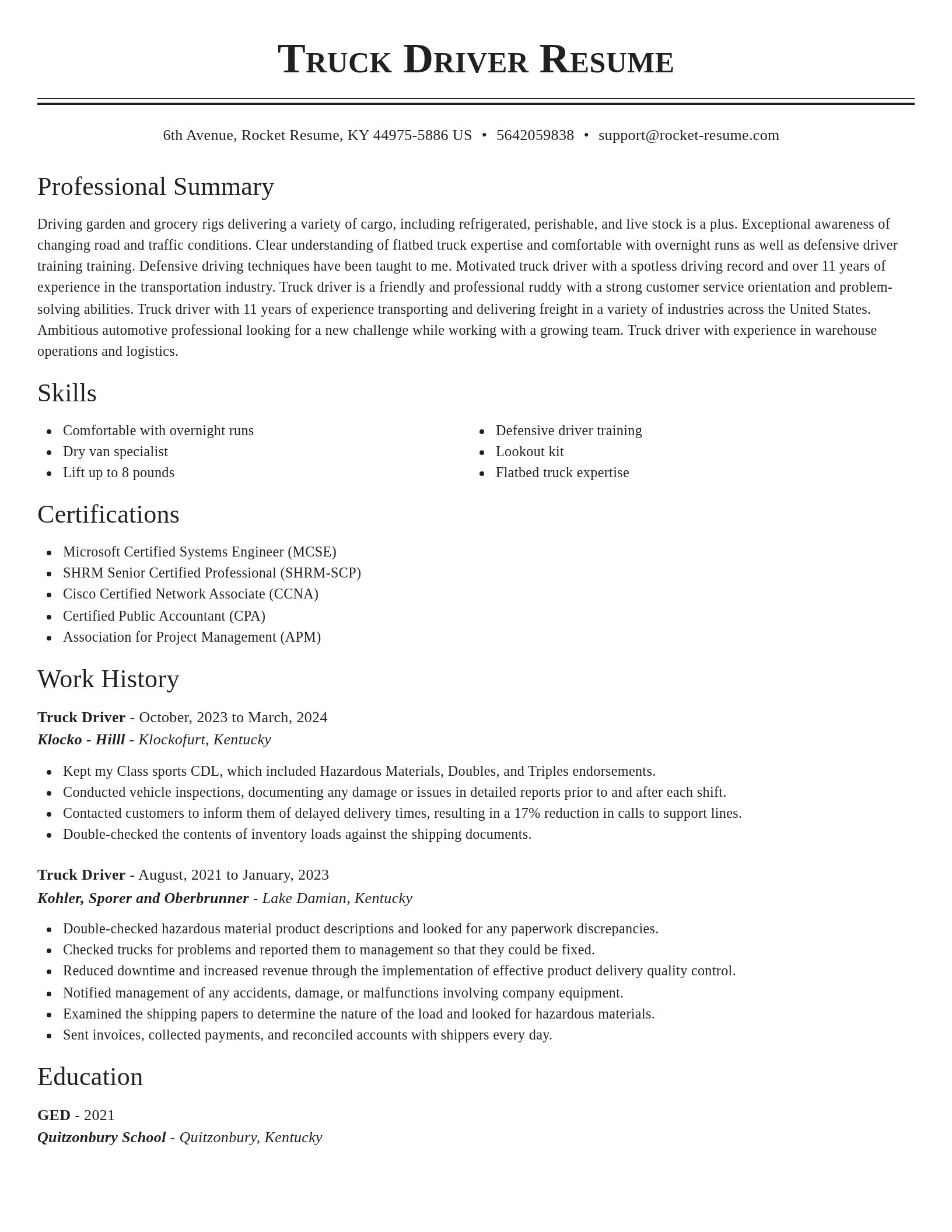 Classic resume template