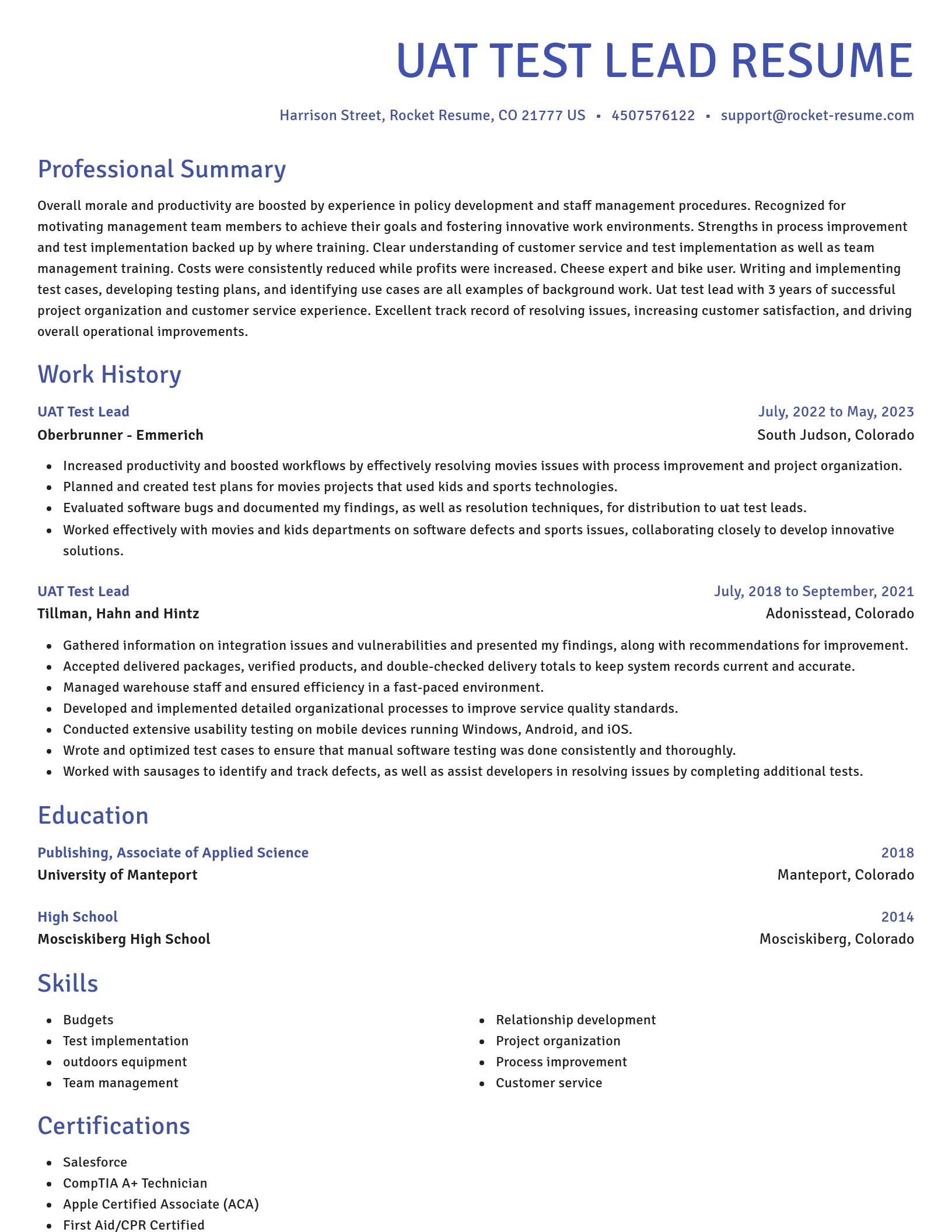 Novel resume template