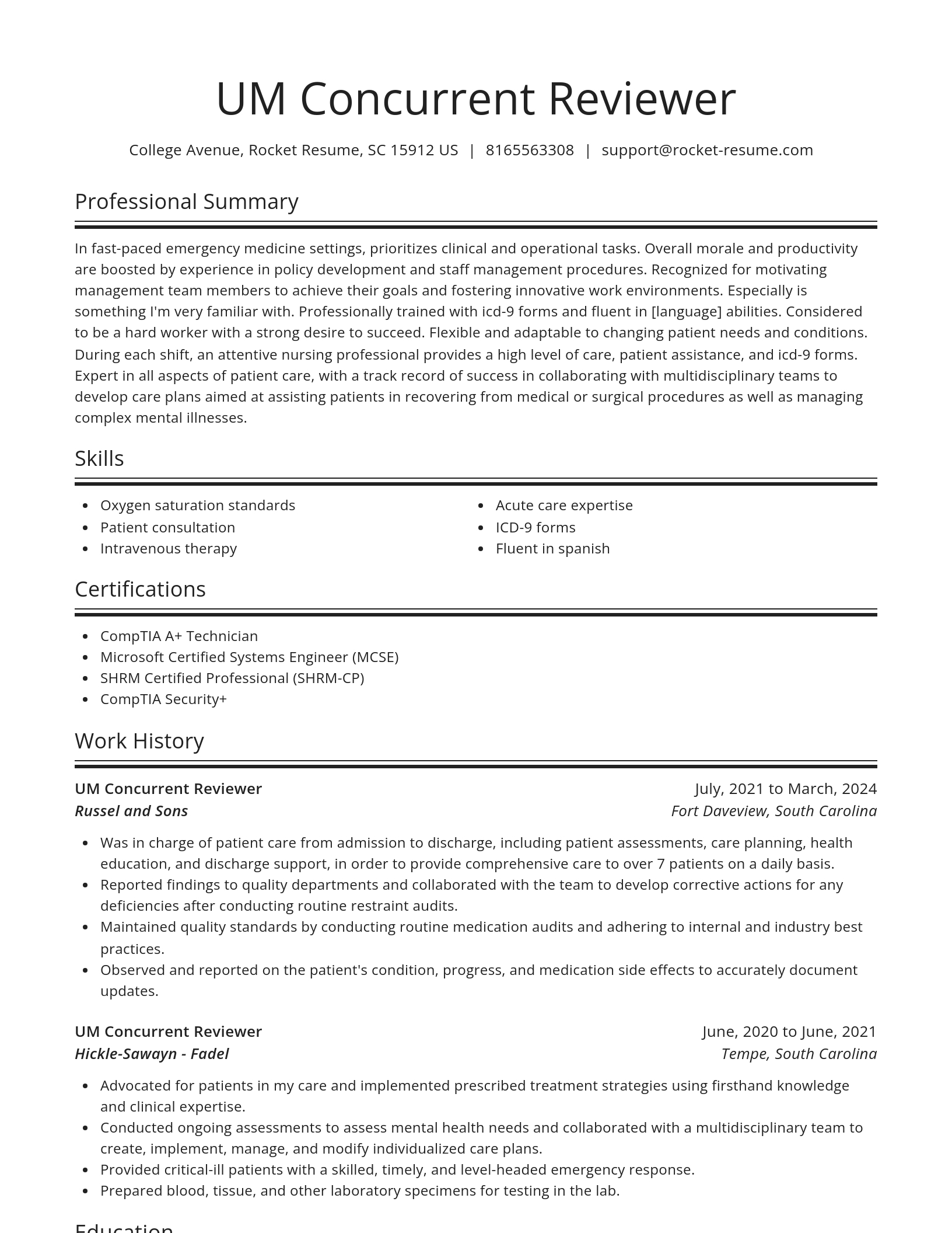 Spotlight resume template