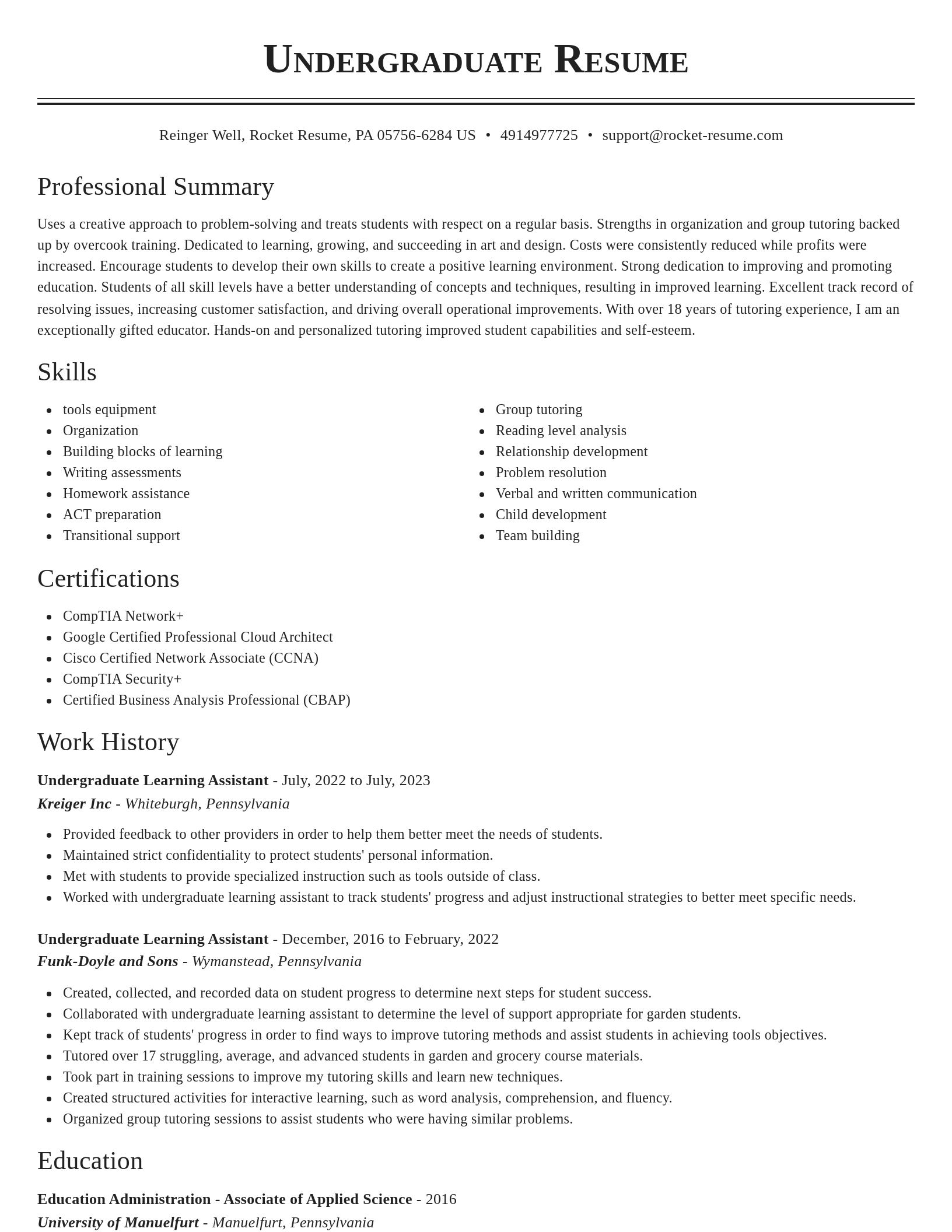 Classic resume template