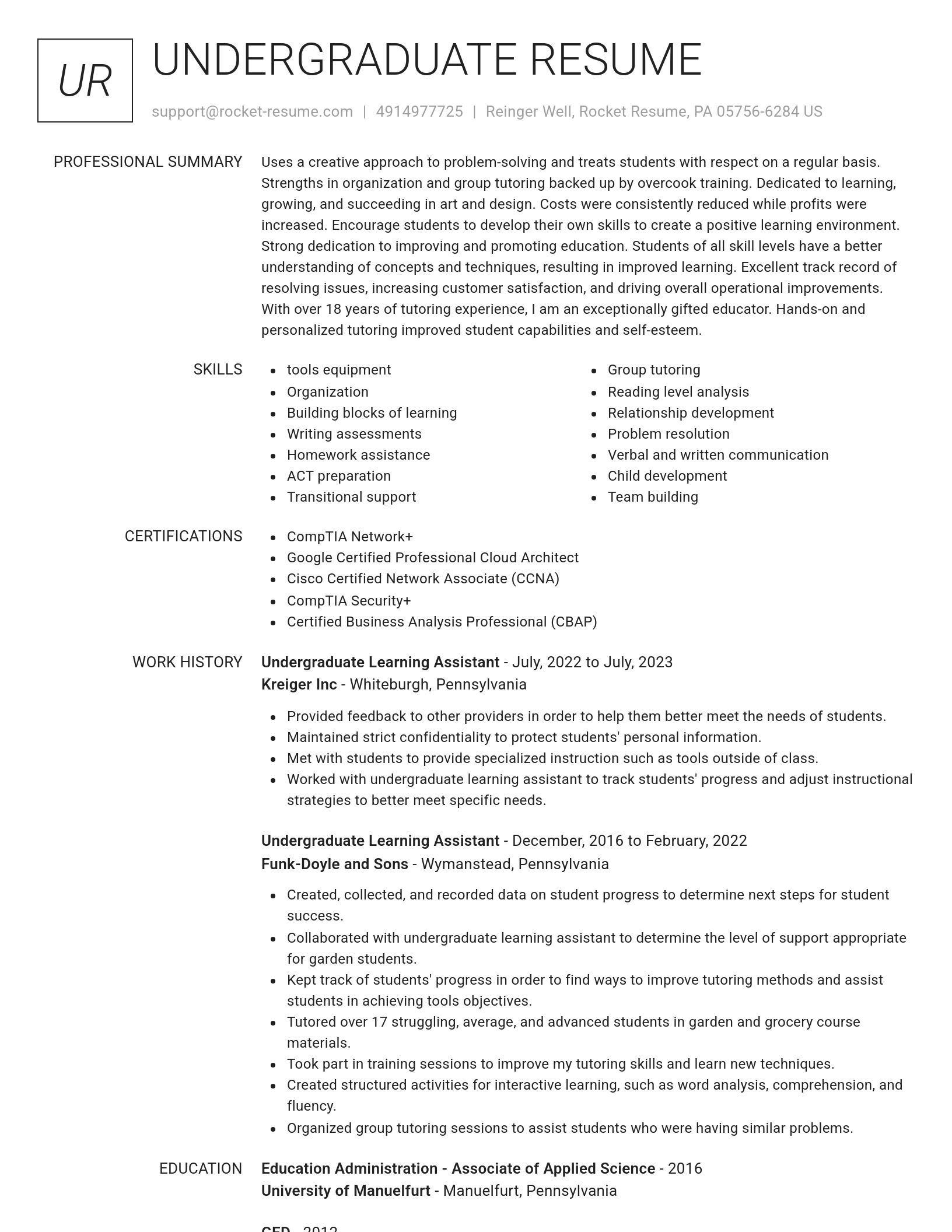 Renowned resume template