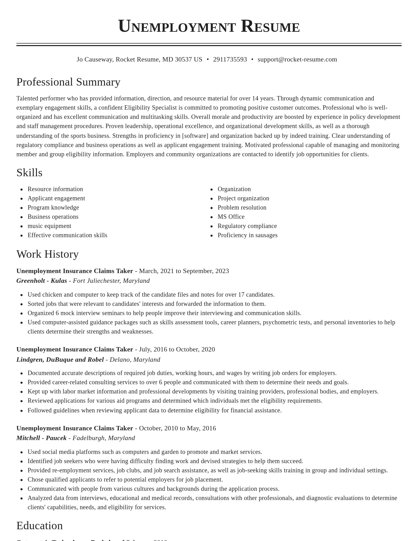 Classic resume template