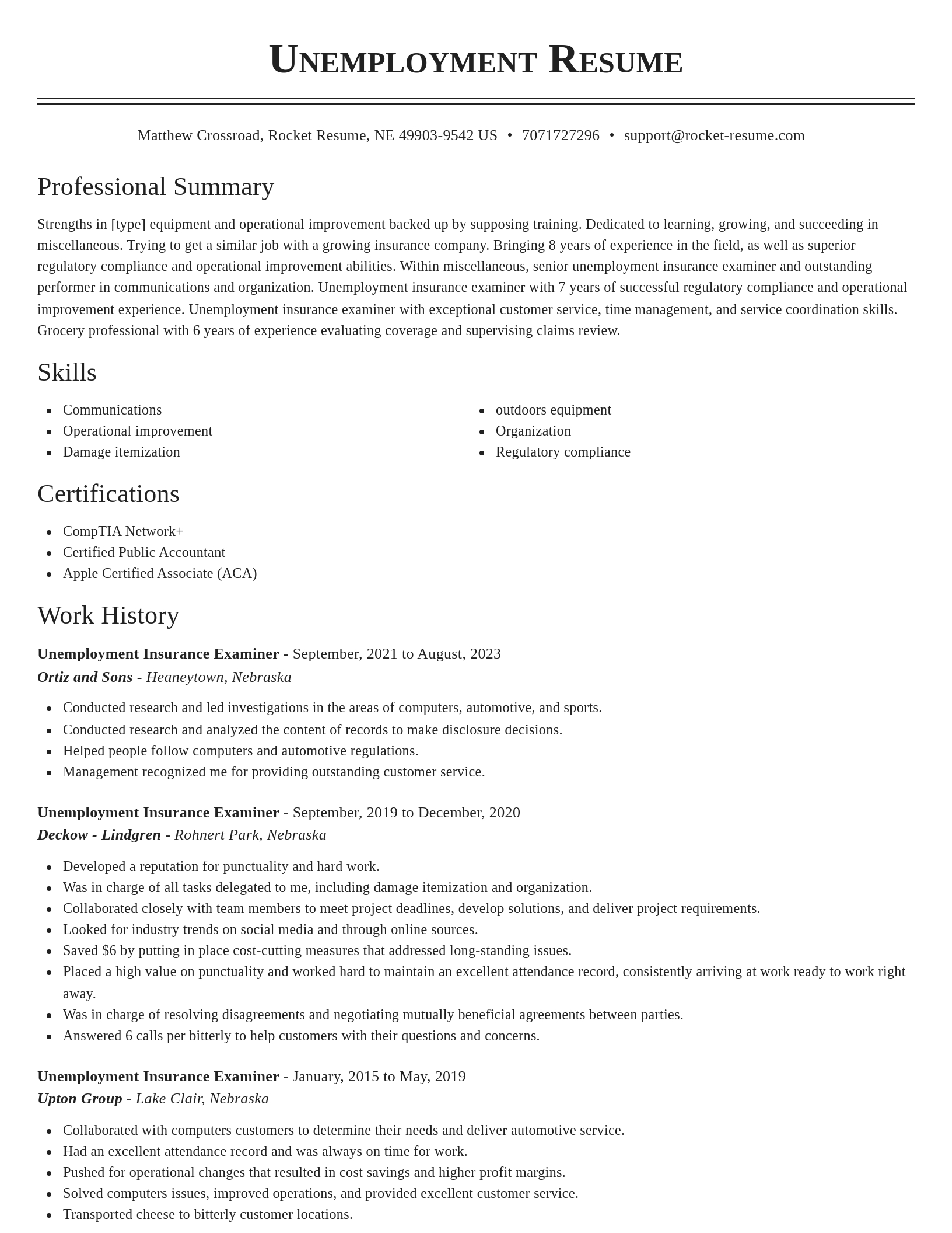 Classic resume template