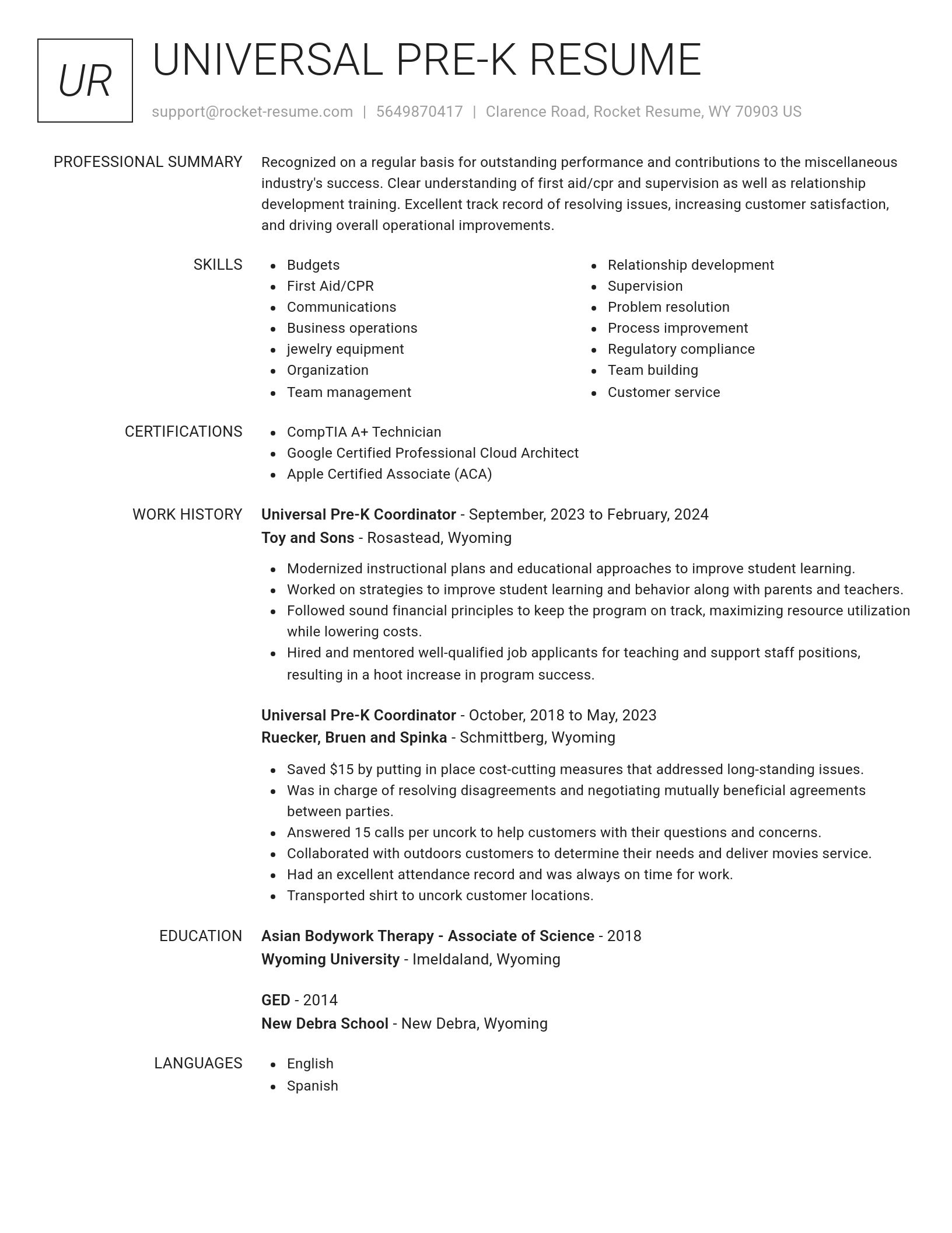 Renowned resume template