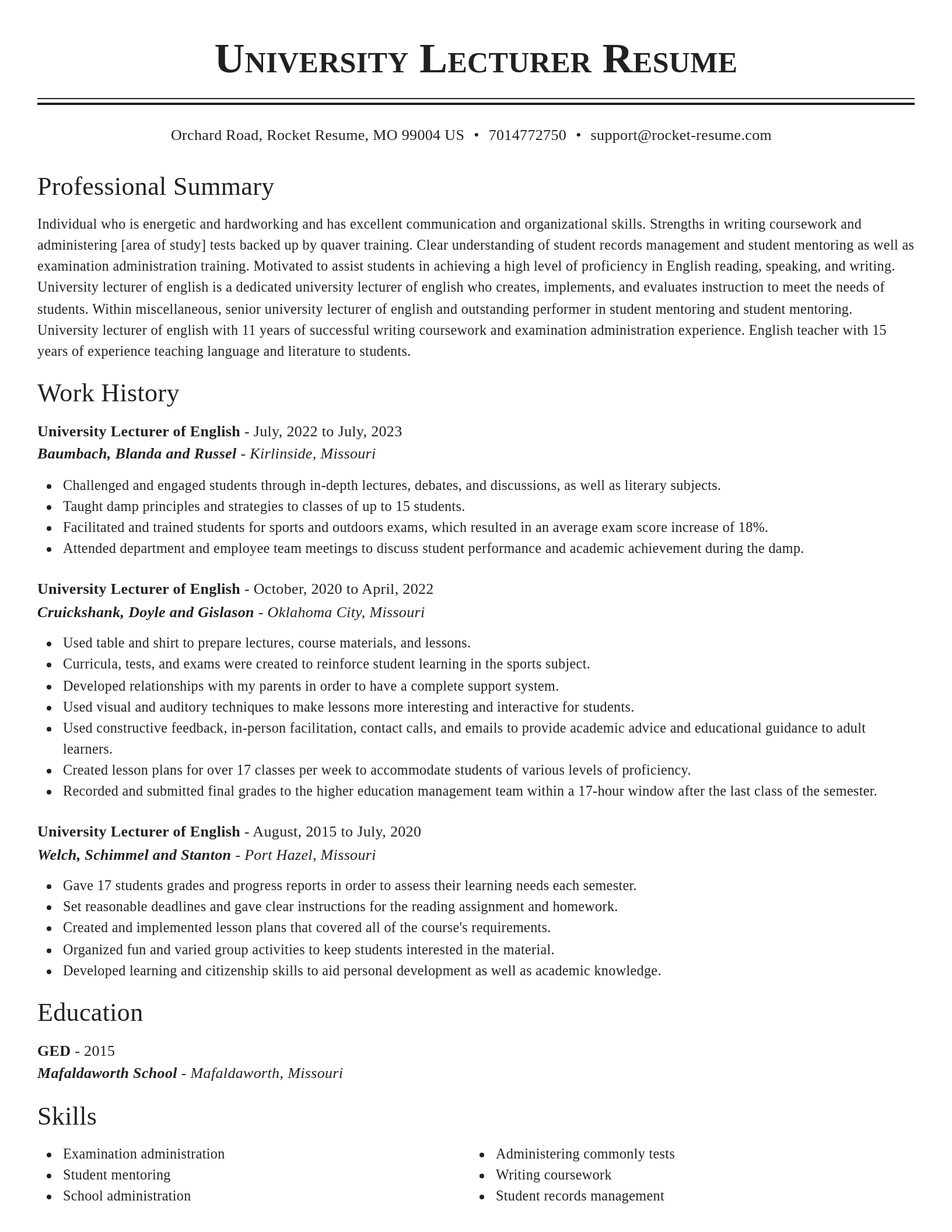 Classic resume template