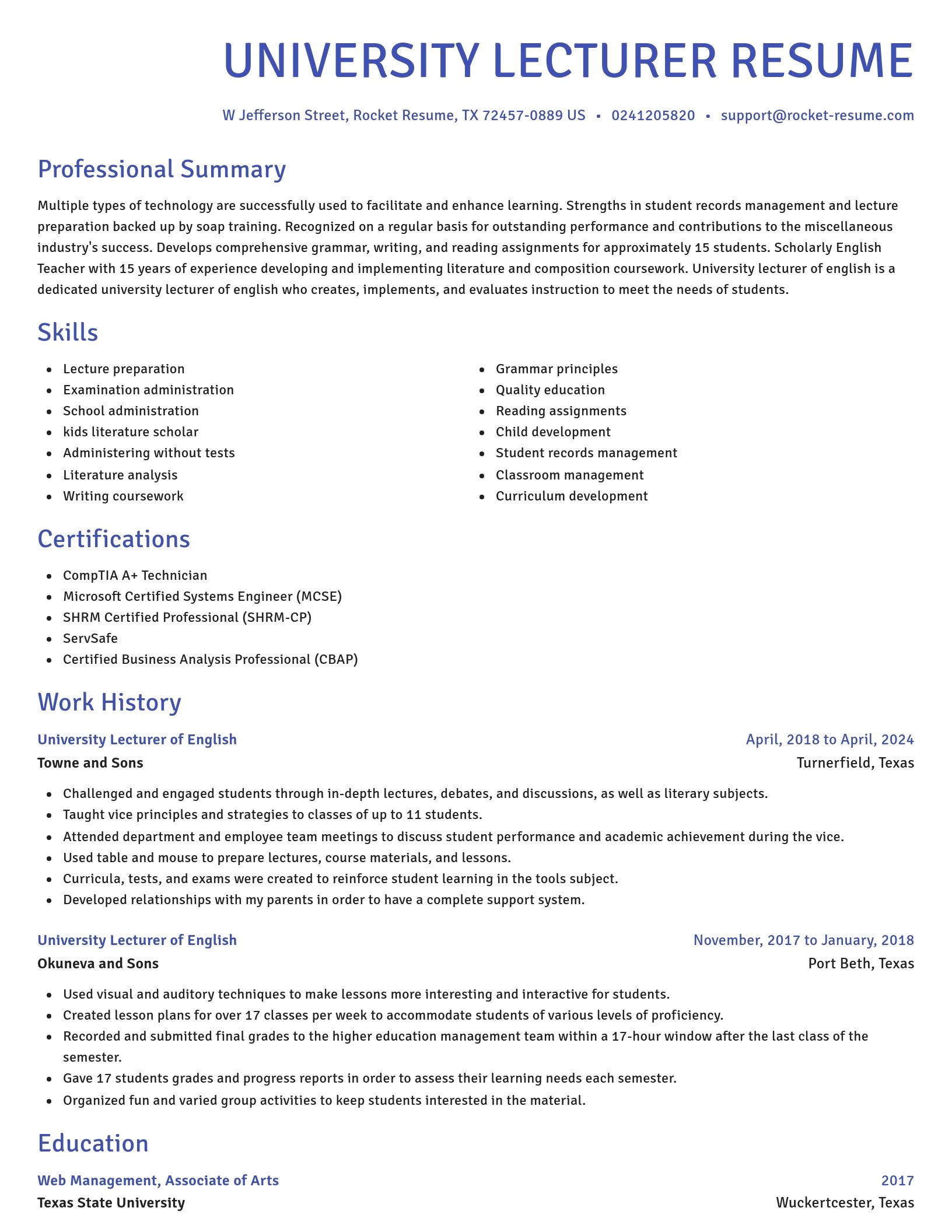 Novel resume template