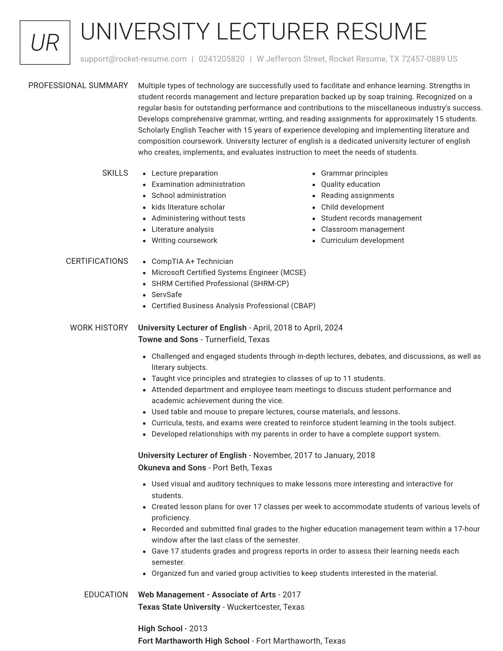 Renowned resume template